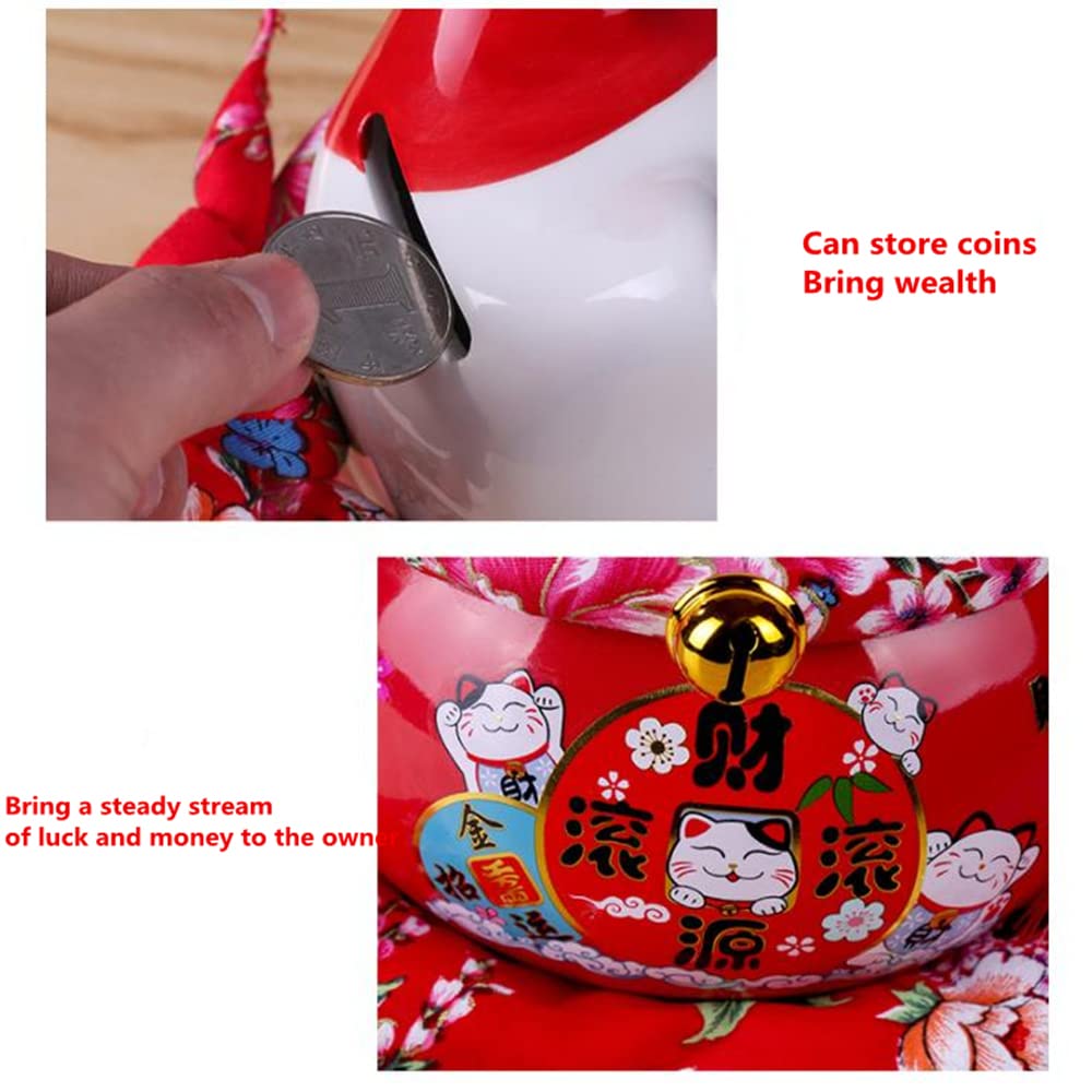 6 Inch Lucky Fortune Cat Rocker Decoration - Feng Shui Wealth & Prosperity Ornament for Home, Office, Gift Giving