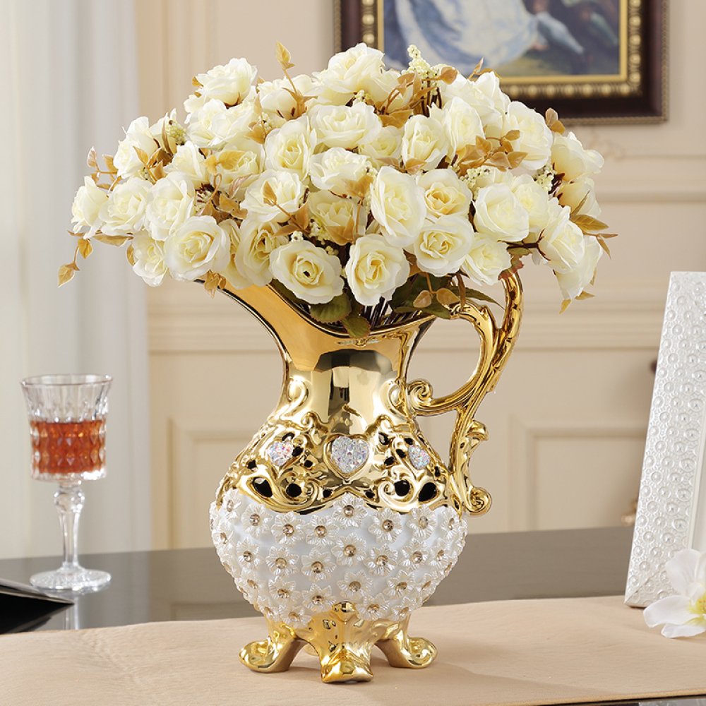 Luxury European Ceramic Floor Vase - Large Handcrafted Home Decor for Living Room, Wedding Centerpiece, Table Ornament & Housewarming Gift - Perfect for Modern Interior Design & Event Decorations