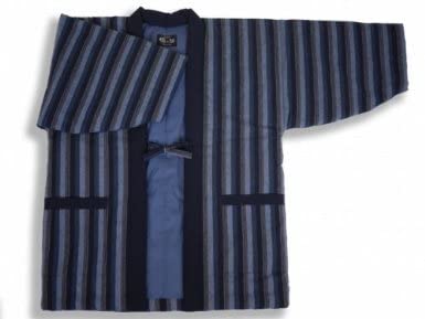 Japanese Vertical Stripe Hanten Jacket - Traditional Men's Kimono Style Coat (M-L Size) | Imported from Japan | Perfect for Loungewear, Cultural Events & Cosplay