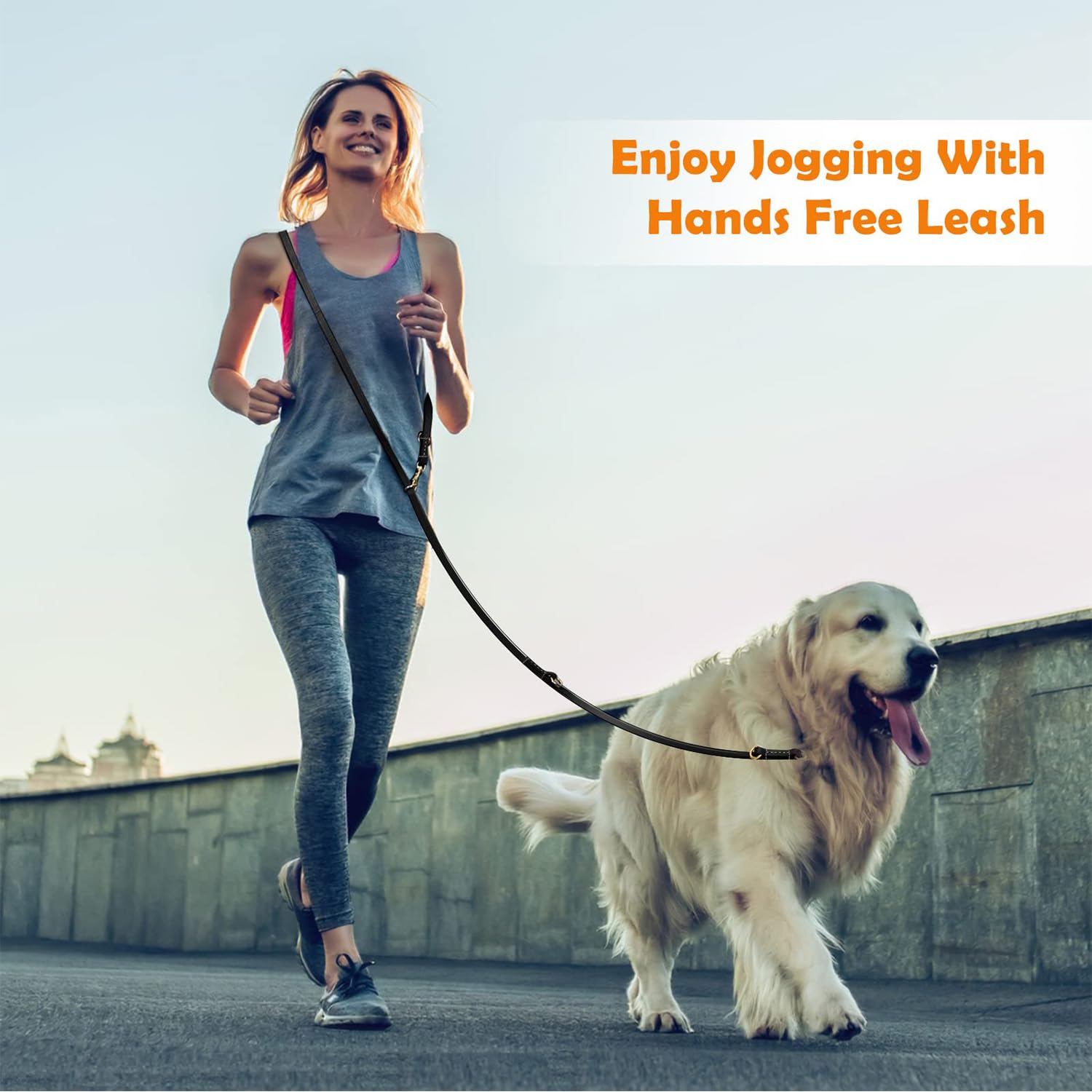 8ft Leather Dog Leash - 6-in-1 Multi-Function Training Lead for Small, Medium & Large Dogs | Hands-Free, Adjustable, Durable | Perfect for Walking, Running, Hiking & Service Dogs (Black)