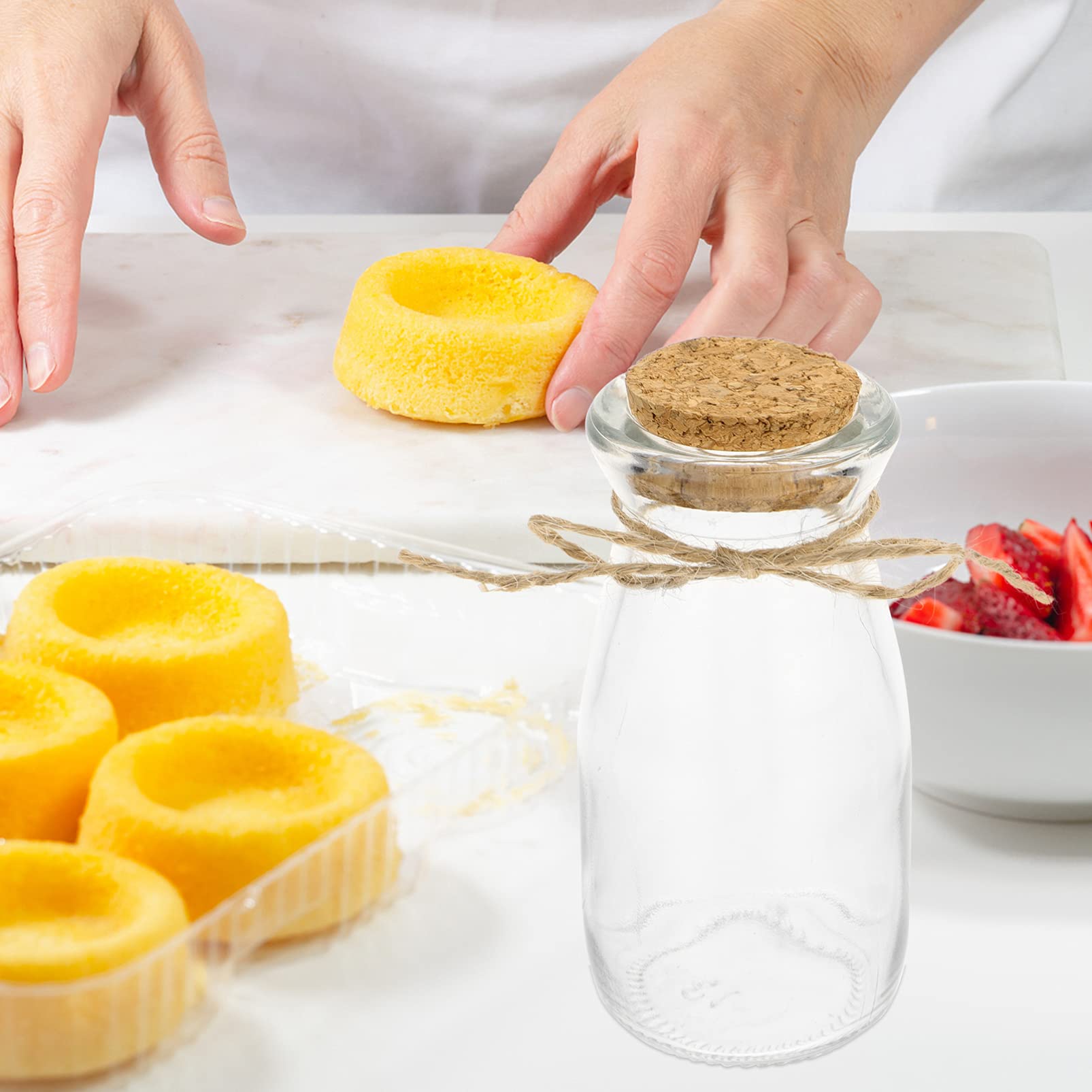 6-Piece Glass Pudding Cups with Lids - Small Yogurt Jars, Jam Containers & Portable Drink Bottles for Baby Food, Desserts, and Party Favors - Perfect for Home, Office, and Picnic Use