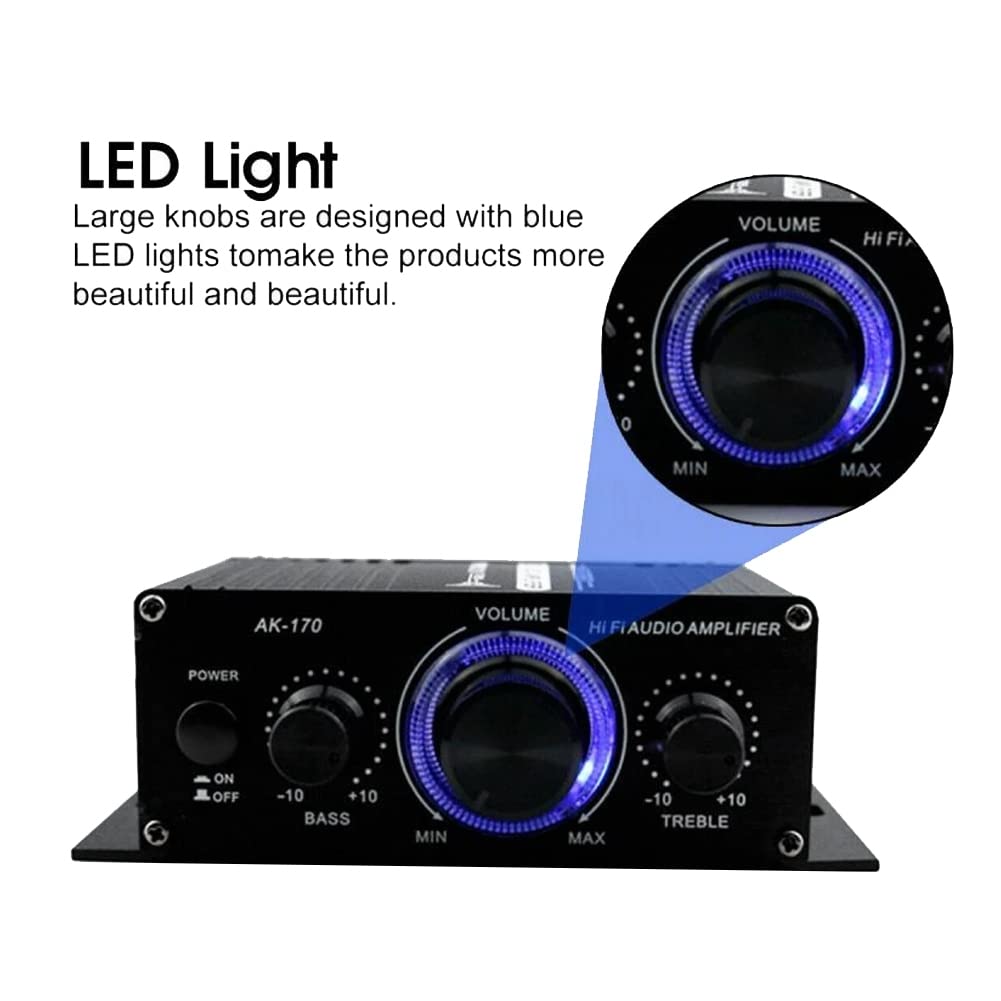 Luejnbogty 170W Wireless HiFi Stereo Audio Power Amplifier - Home & Car Use with Bluetooth Input for Speakers, Subwoofers & Sound Systems | Perfect for Home Theater, Garage & Outdoor Parties