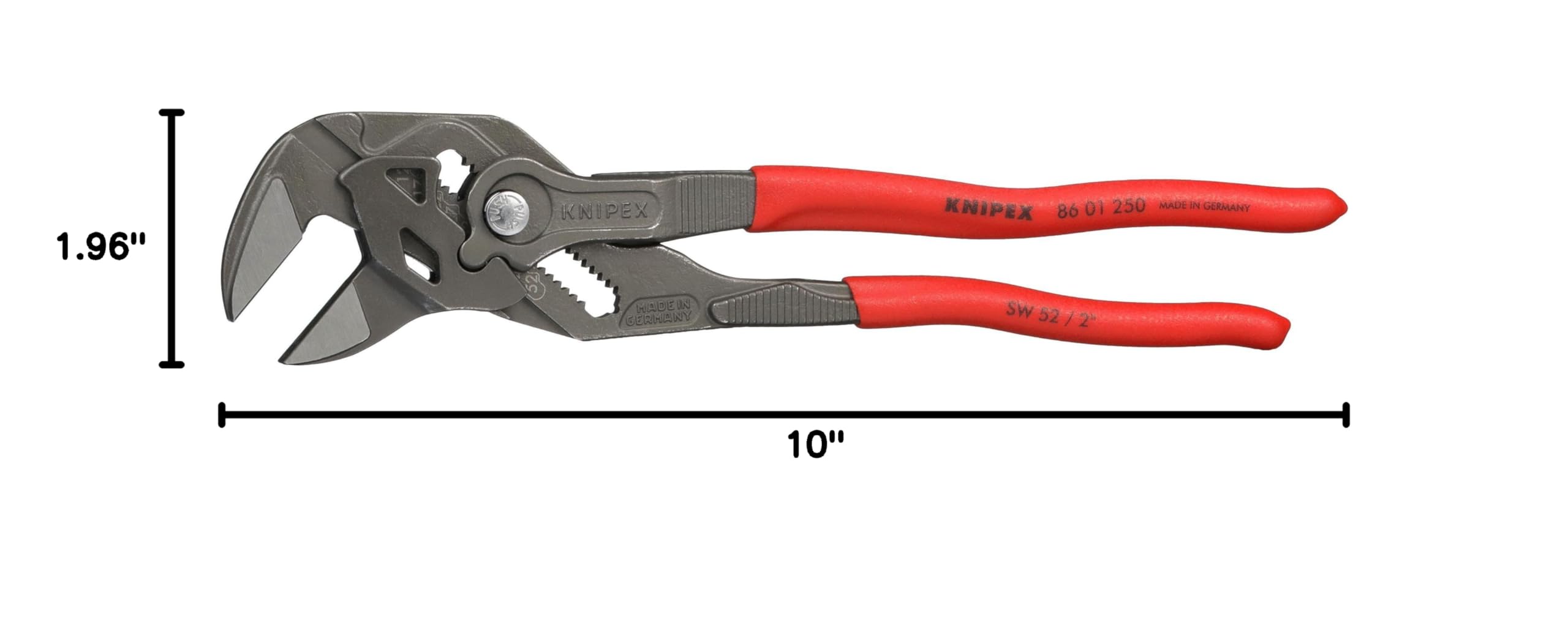KNIPEX 10-Inch Pliers Wrench with Black Finish (8601250) - Professional Plumbing & DIY Tool for Pipe Fittings, Automotive Repair & Home Improvement