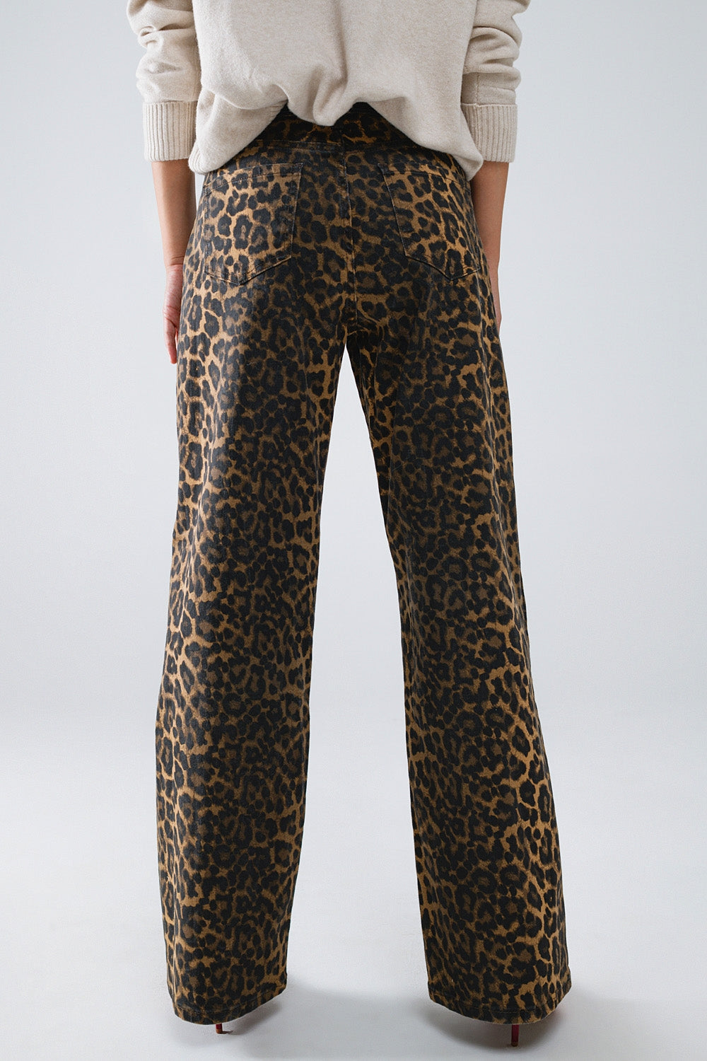 Leopard Print Gradient Front & Back Pants - Trendy High Waisted Stretch Jeans for Women, Casual & Party Wear