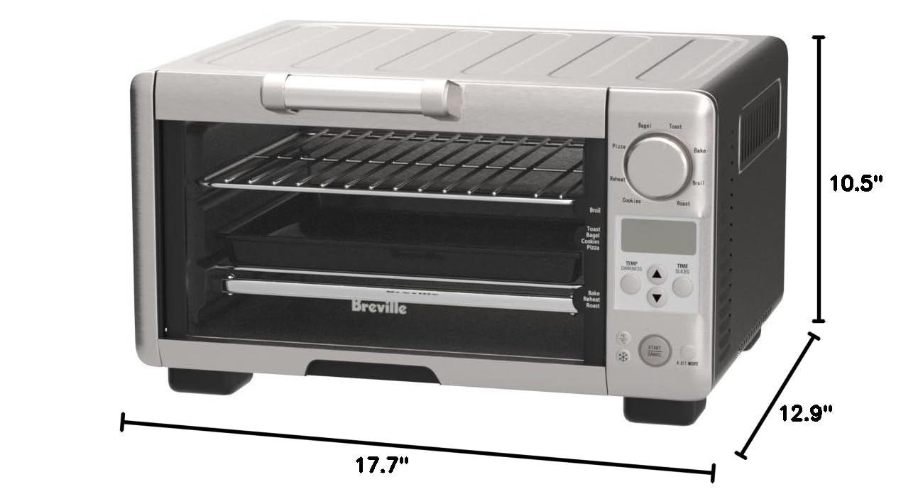 Breville Mini Smart Oven BOV450XL - Compact Countertop Convection Toaster Oven with 4 Cooking Functions, Brushed Stainless Steel - Perfect for Small Kitchens, Dorms & Baking Cookies, Pizza, Toast
