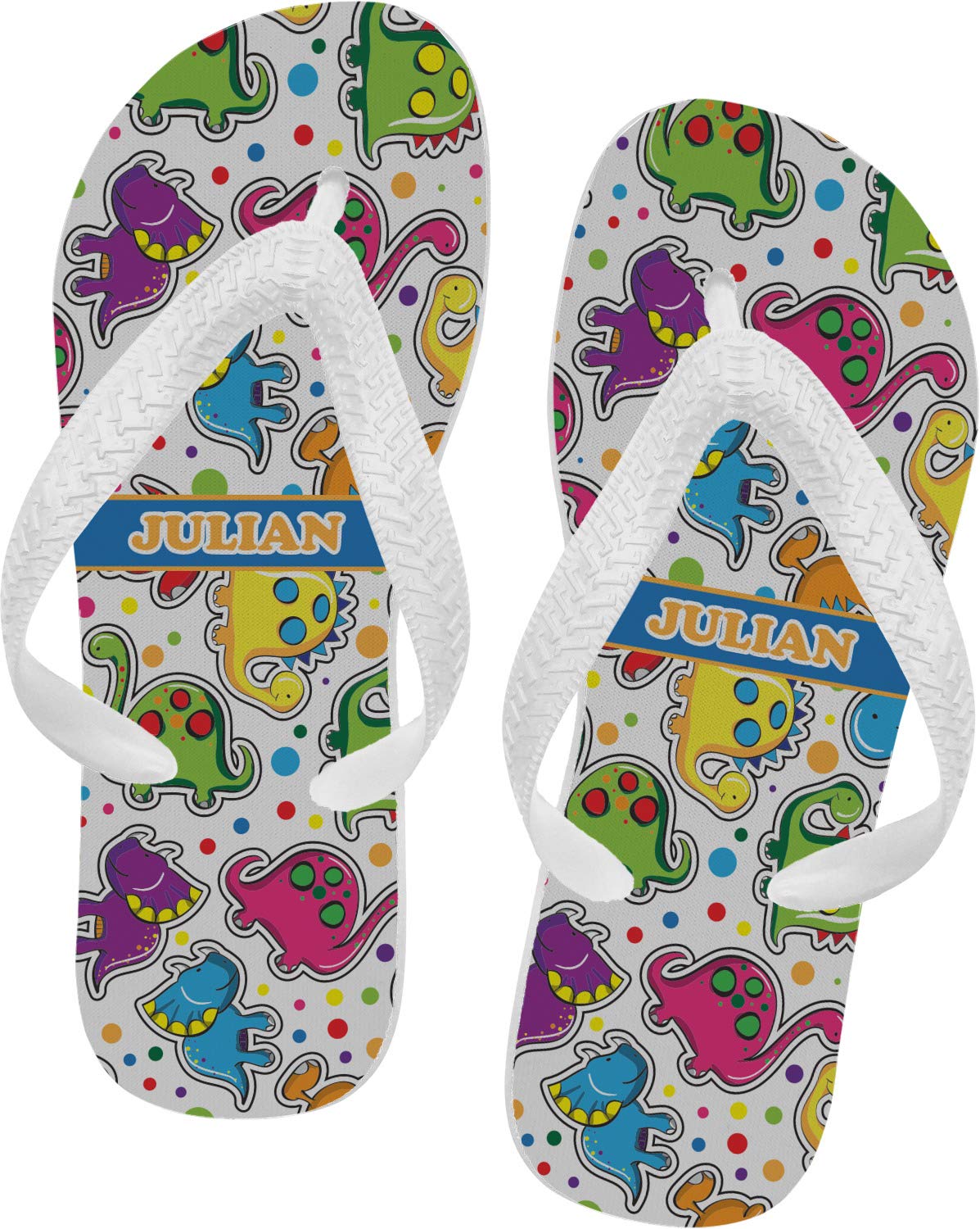 Personalized Dinosaur Print Flip Flops for Kids - Comfortable Summer Sandals for Beach, Pool & Outdoor Play