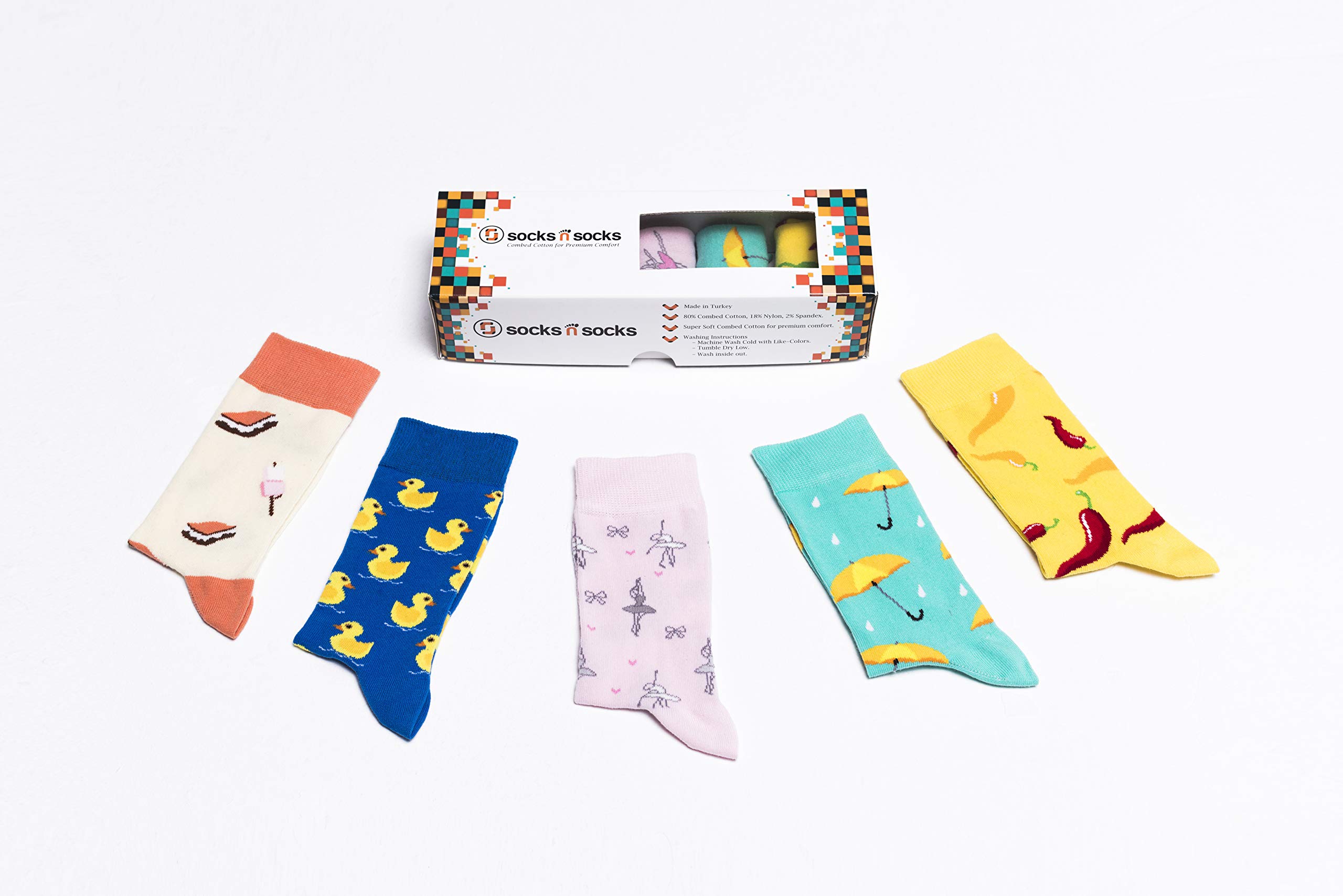Funny Crazy Cute Crew Socks for Women & Girls - 5 Pack Novelty Socks Gift Set - Perfect for Gifts, Parties & Everyday Wear
