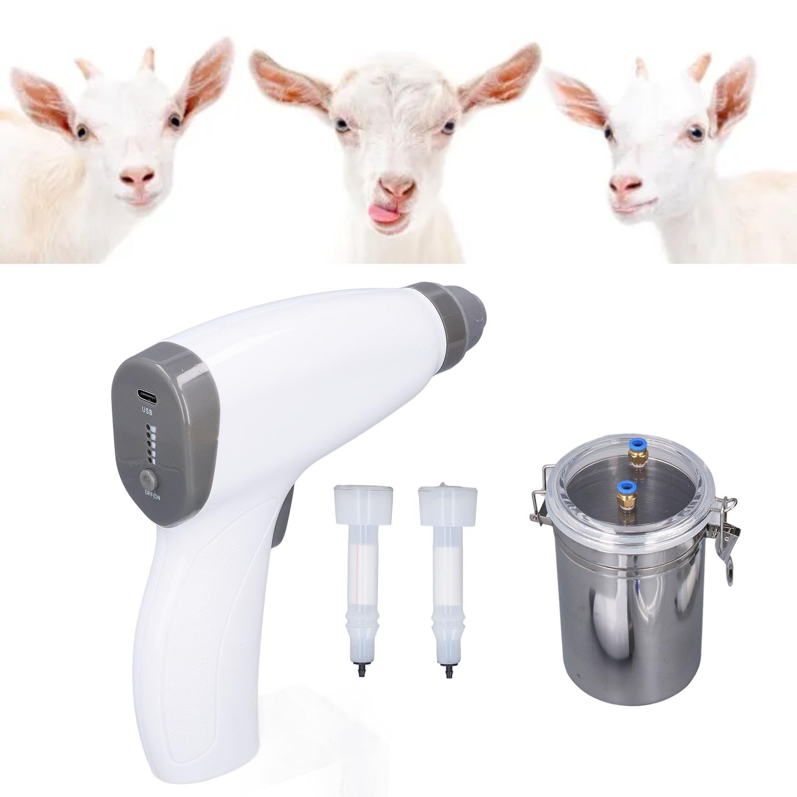 2L Electric Goat Milker - Portable & Rechargeable Milking Machine with 2 Teat Cups & Stainless Steel Bucket | Perfect for Small Farms, Homesteads & Dairy Goat Owners | Easy Milk Collection & Hygiene Maintenance