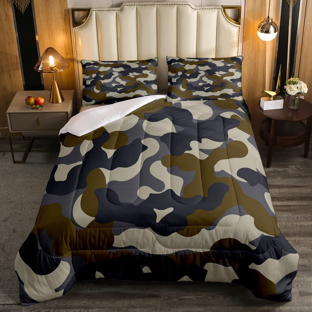 Army Camo Comforter Set for Kids & Teens - Green & Purple Camouflage Bedding Set, Breathable Queen Size Duvet Cover with Pillowcases - Perfect for Boys' Room Decor, Farmhouse Style Bedroom, and Military Themed Sleepovers