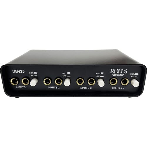 Rolls DB425 Passive 4-Channel Direct Injection Box - Professional Audio Interface for Live Performances, Studio Recording & Podcasting