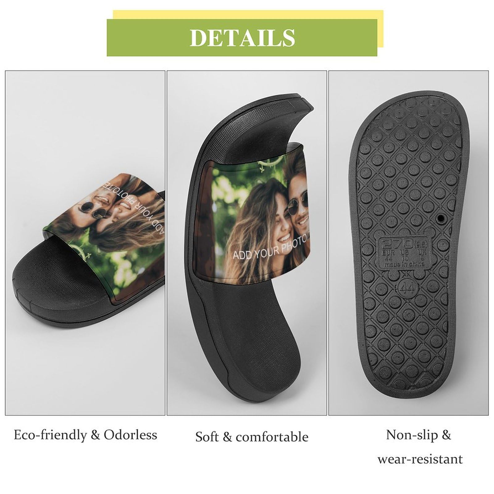 Personalized Custom Slides Slippers with Name & Photo - Comfy Warm House Shoes for Women & Men - Indoor/Outdoor Wear - Perfect Gift for Birthday, Anniversary & Holidays