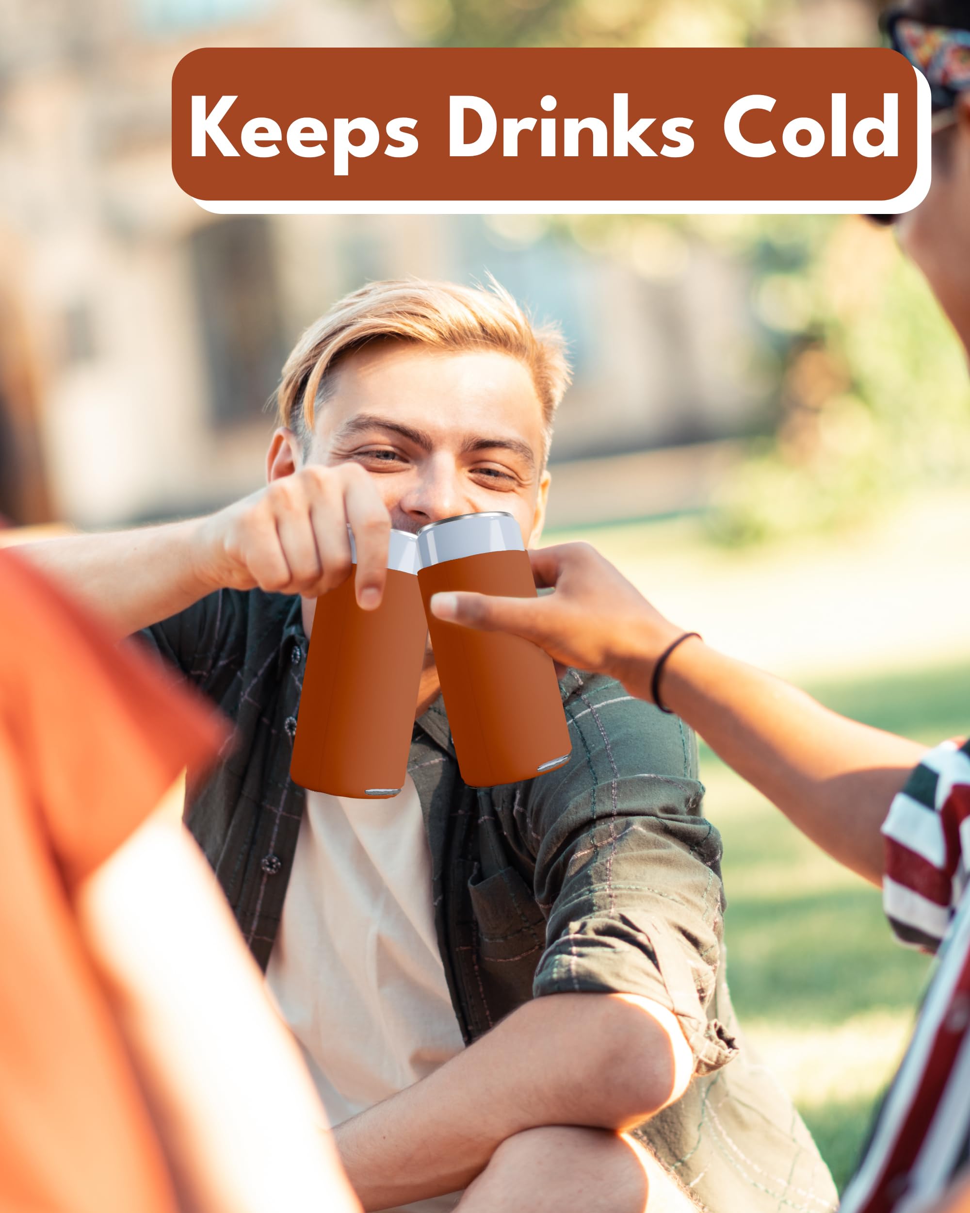 200 Pack Texas Orange Blank Slim Can Cooler Sleeves - Customizable Sublimation Coolers for Beer Bottles & 12oz Tall Cans | Skinny Collapsible Drink Insulators | Perfect for Parties, Tailgating & Outdoor Events