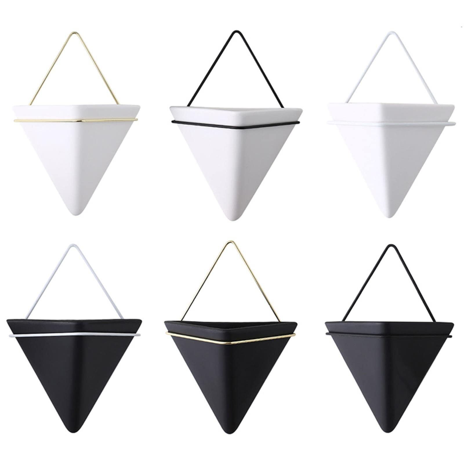 Nordic Wall Mounted Ceramic Flower Pot - Hanging Succulent Planter with Iron Holder for Hydroponic Plants | Perfect for Home Decor, Office, Balcony & Indoor Gardening