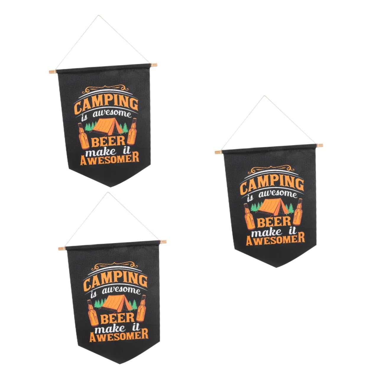 BESPORTBLE 3-Piece Chic Camping Pennant Set - Outdoor Hanging Banner for Camping, Garden, Trailer & RV Decor - Perfect for Backyard, Patio, and Picnic Decorations