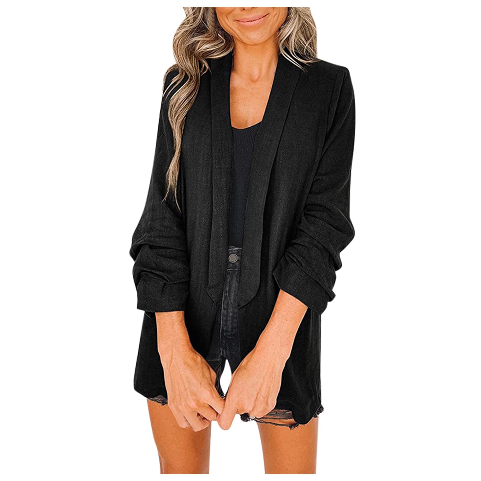 Women's Casual Loose Fit Lapel Collar Blazer Jacket - Long Sleeve Work Blazer for Office, Business & Formal Occasions | Stylish Outerwear for Professional Women