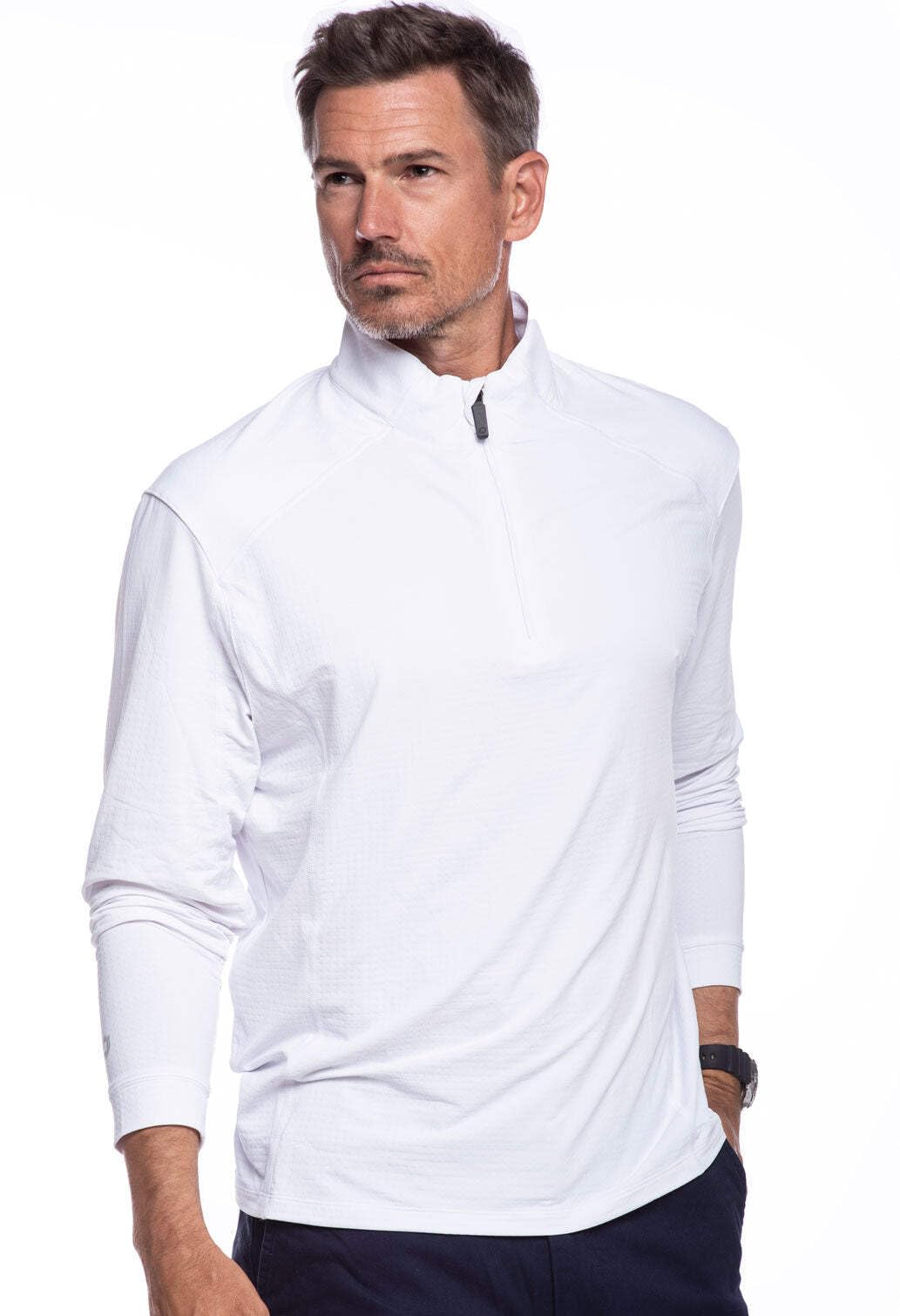 IBKUL Men's UPF 50+ Sun Protective Cooling Long Sleeve Shirt - Icefil Technology Mock Neck Pullover for Running, Hiking & Outdoor Activities | Athleisure Wear 90199