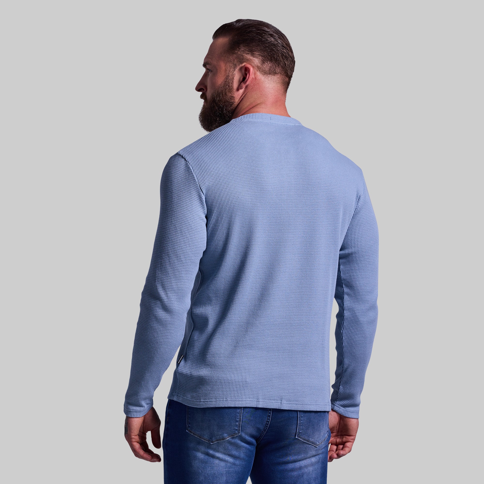 Ember Waffle Henley Shirt for Men - Soft Cotton Thermal Long Sleeve Top (Mountain Spring Color) - Perfect for Hiking, Camping & Casual Wear