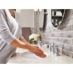 Moen Dartmoor Chrome Two-Handle Widespread Bathroom Faucet - Traditional Bathroom Sink Faucet with Valve (Model T6805) - Perfect for Vintage Style Bathroom Renovations and Home Upgrades