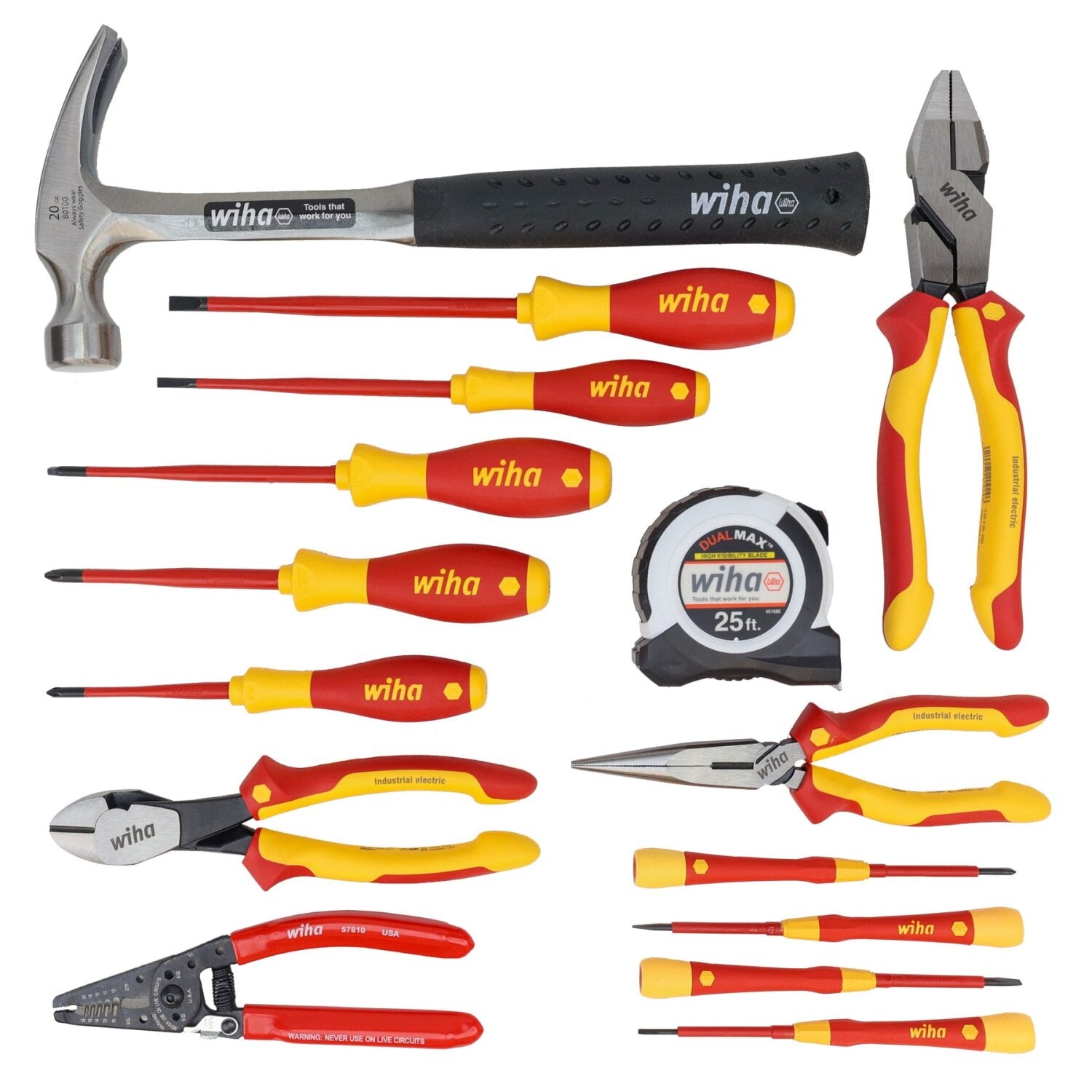 Wiha 91870 16-Piece Insulated Electrician Tool Kit with Heavy Duty Backpack - Professional Electrical Repair Tools for Home, Industrial & Automotive Wiring Projects