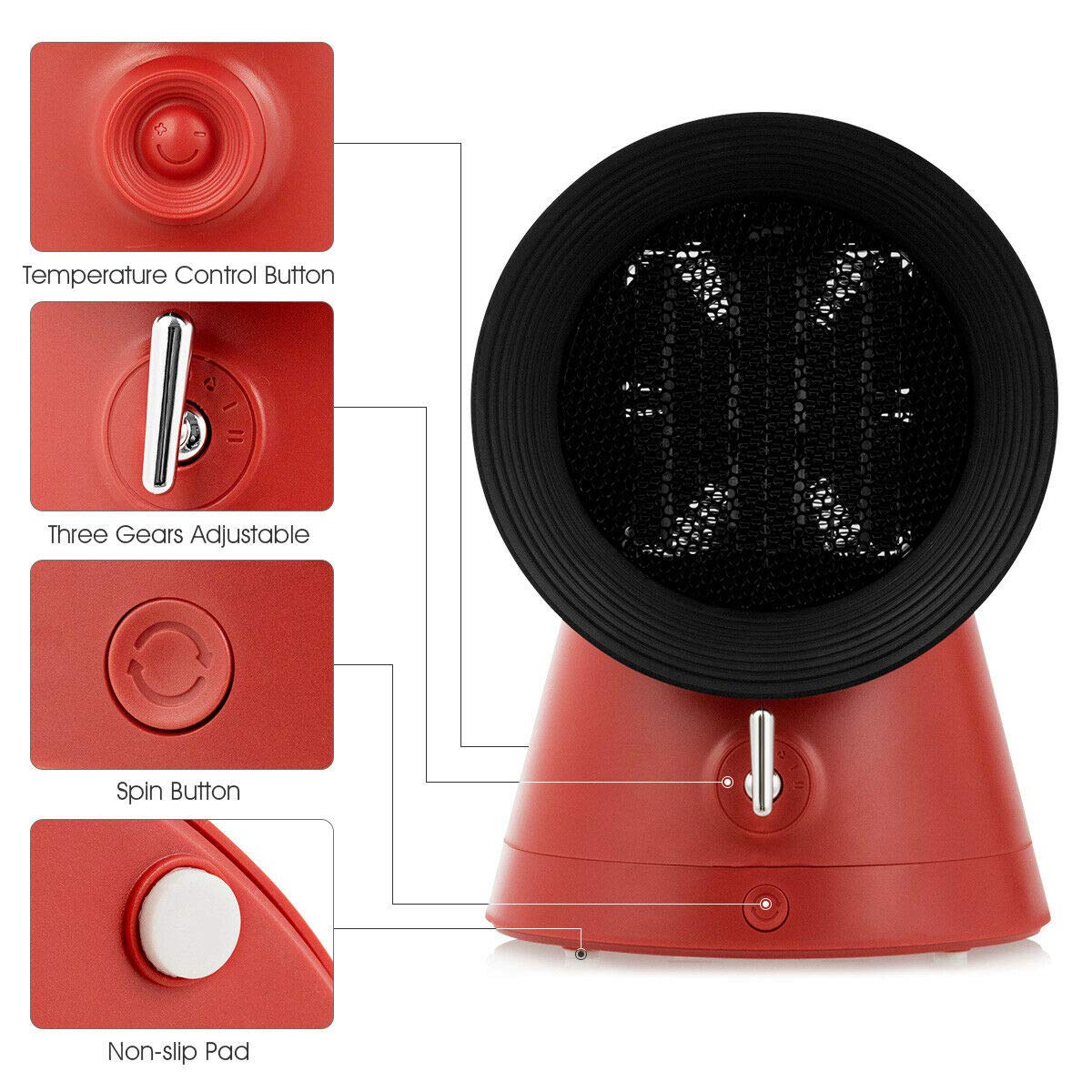 COSTWAY 2-in-1 Mini Electric Space Heater & Cooling Fan - 1500W Portable Ceramic Heater with 3 Modes, 2-Second Fast Heating, Overheat & Tip-Over Protection - Perfect for Home, Office, Bedroom & Small Spaces