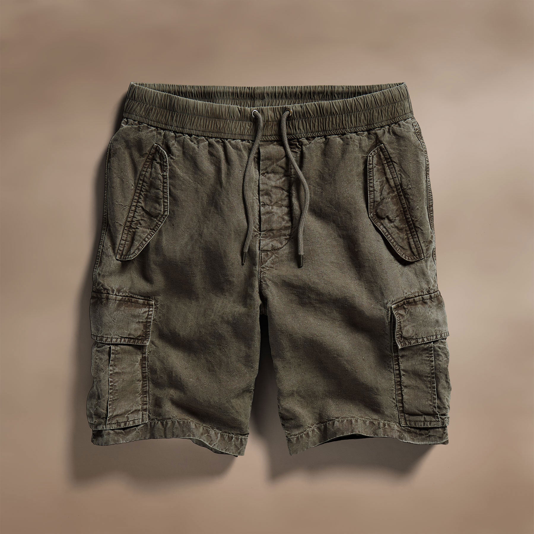 Premium Textured Linen Flight Shorts for Men - Comfortable Army Green Casual Shorts | Perfect for Travel, Summer Outfits & Lounge Wear
