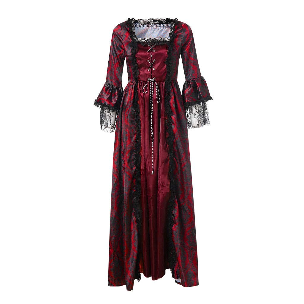 Vintage Cotton Princess Dress for Women - Elegant Retro Cosplay Gown with Lace Details & Floor Length Design - Perfect for Halloween, Parties, and Themed Events