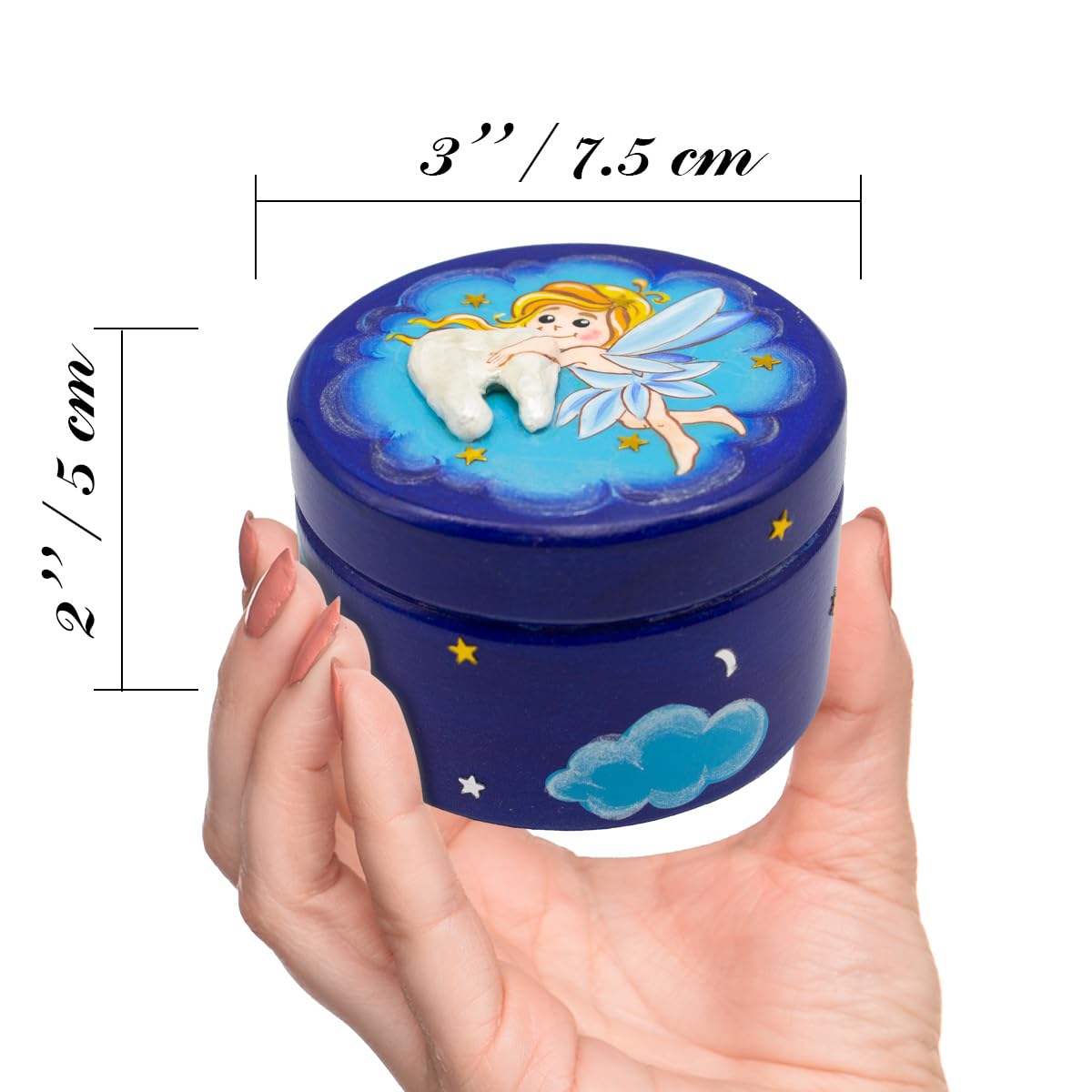 AEVVV Wooden Tooth Fairy Box - 3D Tooth Keepsake Box for Kids, Cute Tooth Fairy Gift for Boys & Girls | Lost Teeth Storage, Milk Teeth Container for Bedtime Rituals & Childhood Memories