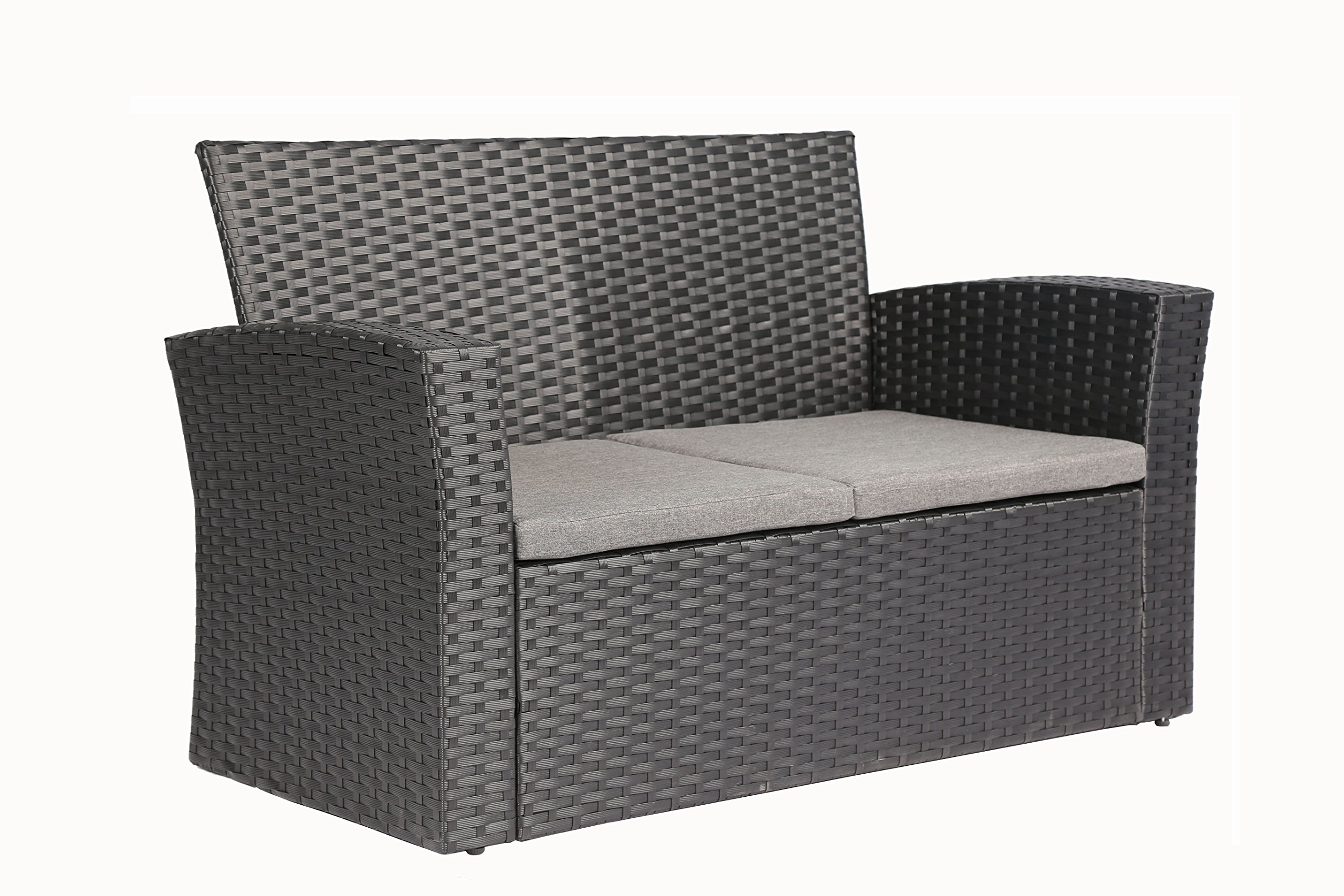 4-Piece Outdoor Patio Furniture Set - PE Rattan Wicker Garden Chairs with Cushions, Black - Perfect for Backyard, Poolside & Terrace Relaxation