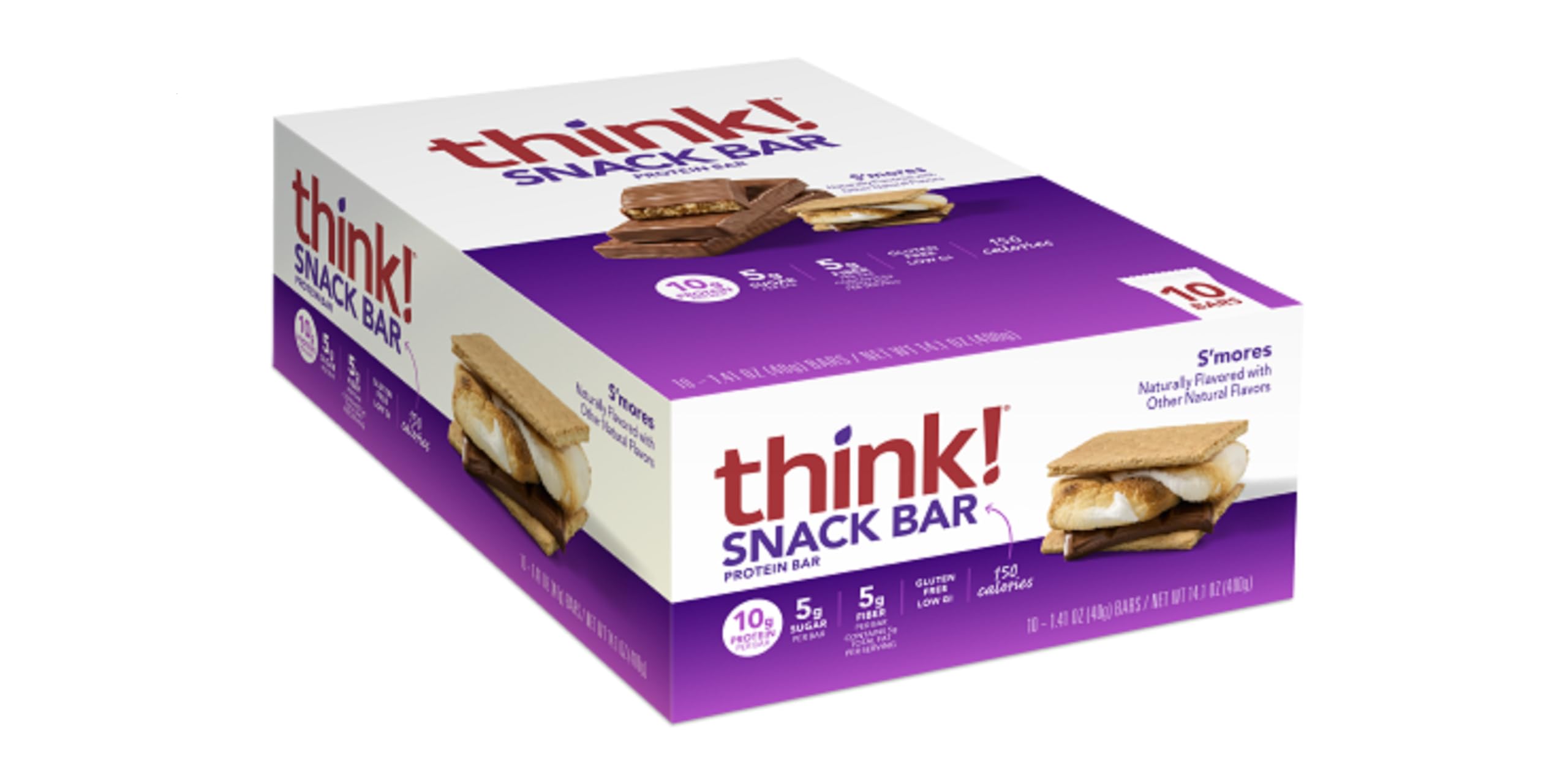 Think! Protein Bars with Chicory Root Fiber - 1.4oz Snack for Energy & Fitness