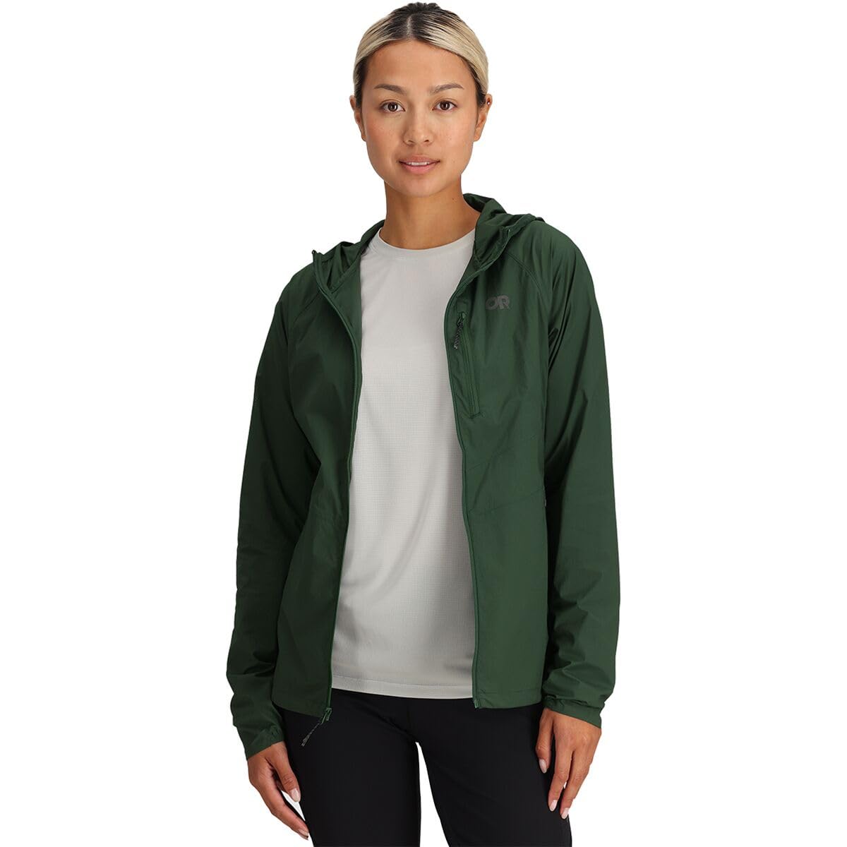 Outdoor Research Women's Shadow Wind Hoodie - Lightweight Windproof Jacket for Hiking & Running (Grove, Size L) | Perfect for Outdoor Adventures & Travel