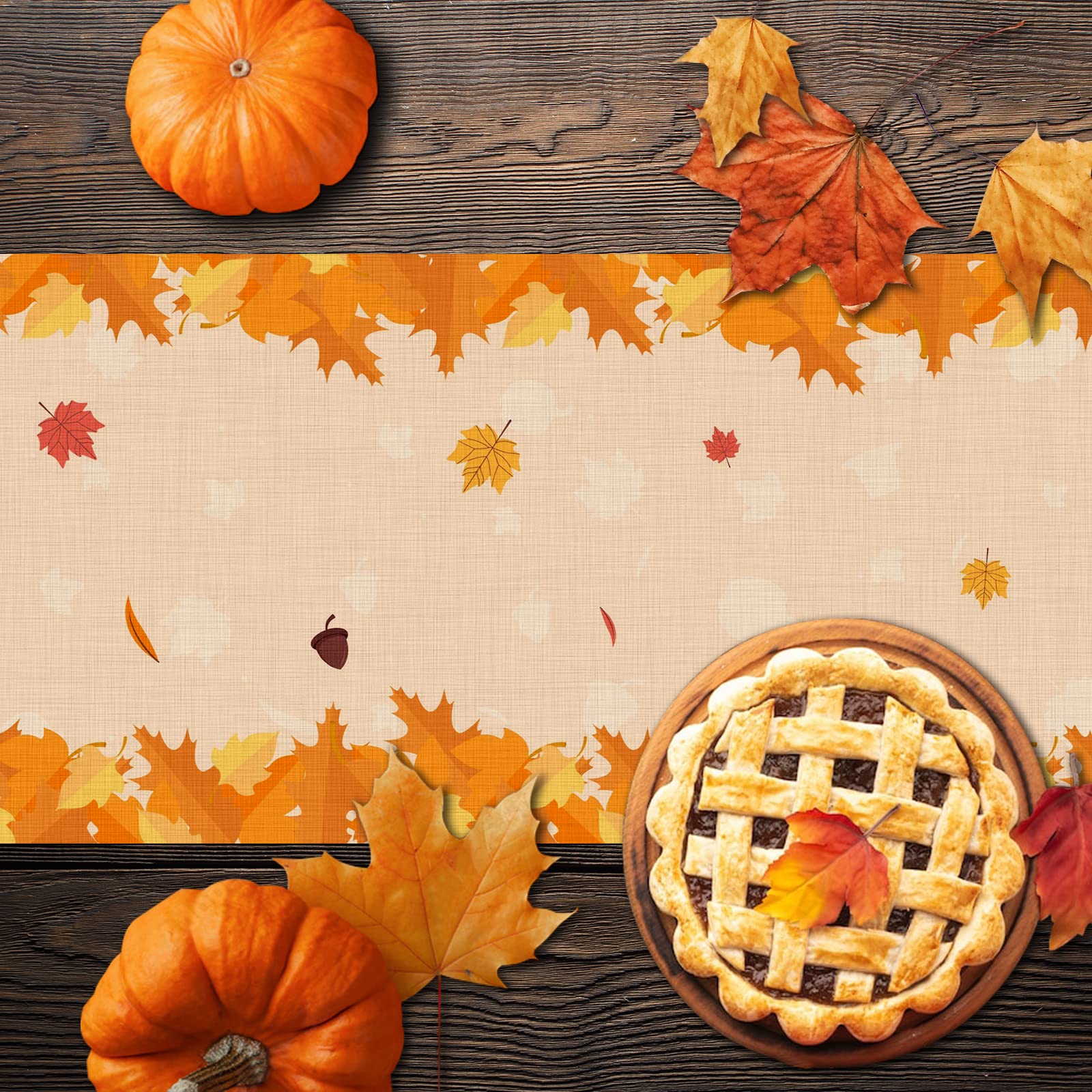 Thanksgiving Table Runner - Turkey with Pumpkins & Maple Leaves Fall Decor, 13x72 Inch Farmhouse Tablecloth for Holiday Dining, Kitchen, Coffee Table | Perfect for Thanksgiving Dinner, Christmas Decorations, and Autumn Home Parties