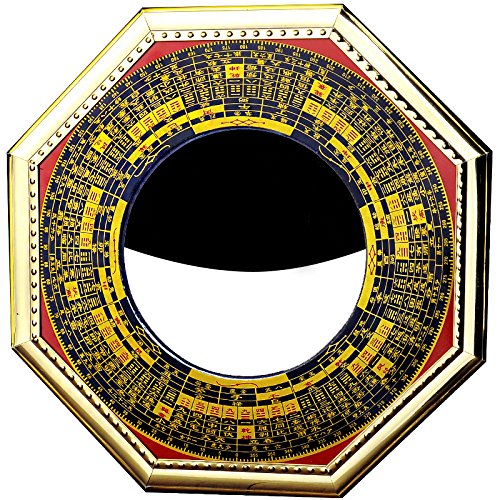 Authentic Chinese Feng Shui Convex Bagua Mirror - Handcrafted Wooden Feng Shui Ba Gua Mirror for Home Protection (Small Size) | Perfect for Home, Office & Front Door to Ward Off Negative Energy