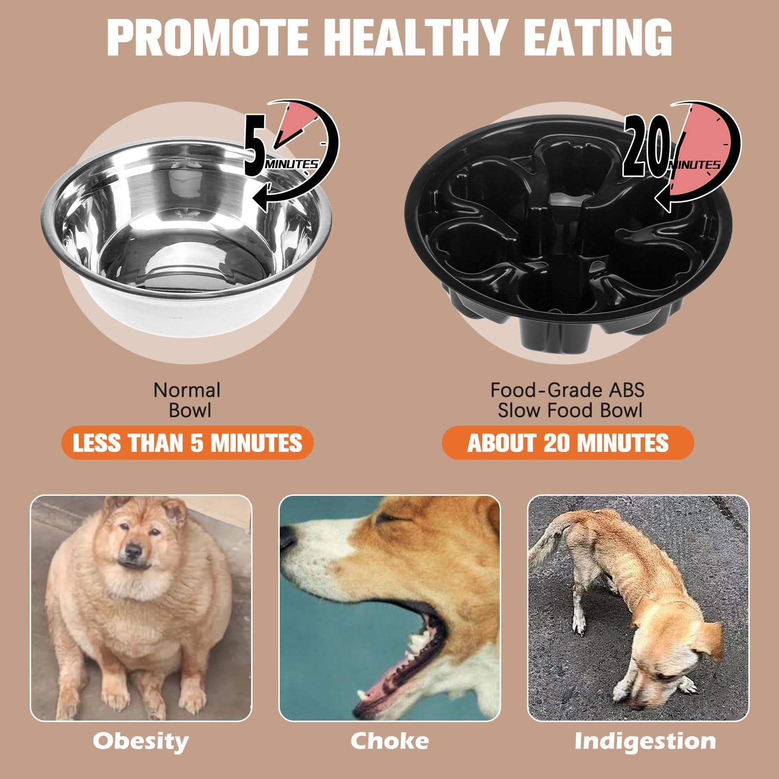 BINGPET Non-Slip Stainless Steel Dog Bowl - Black | Elevated Pet Food & Water Dish for Small, Medium & Large Dogs | Perfect for Indoor, Outdoor & Travel Use