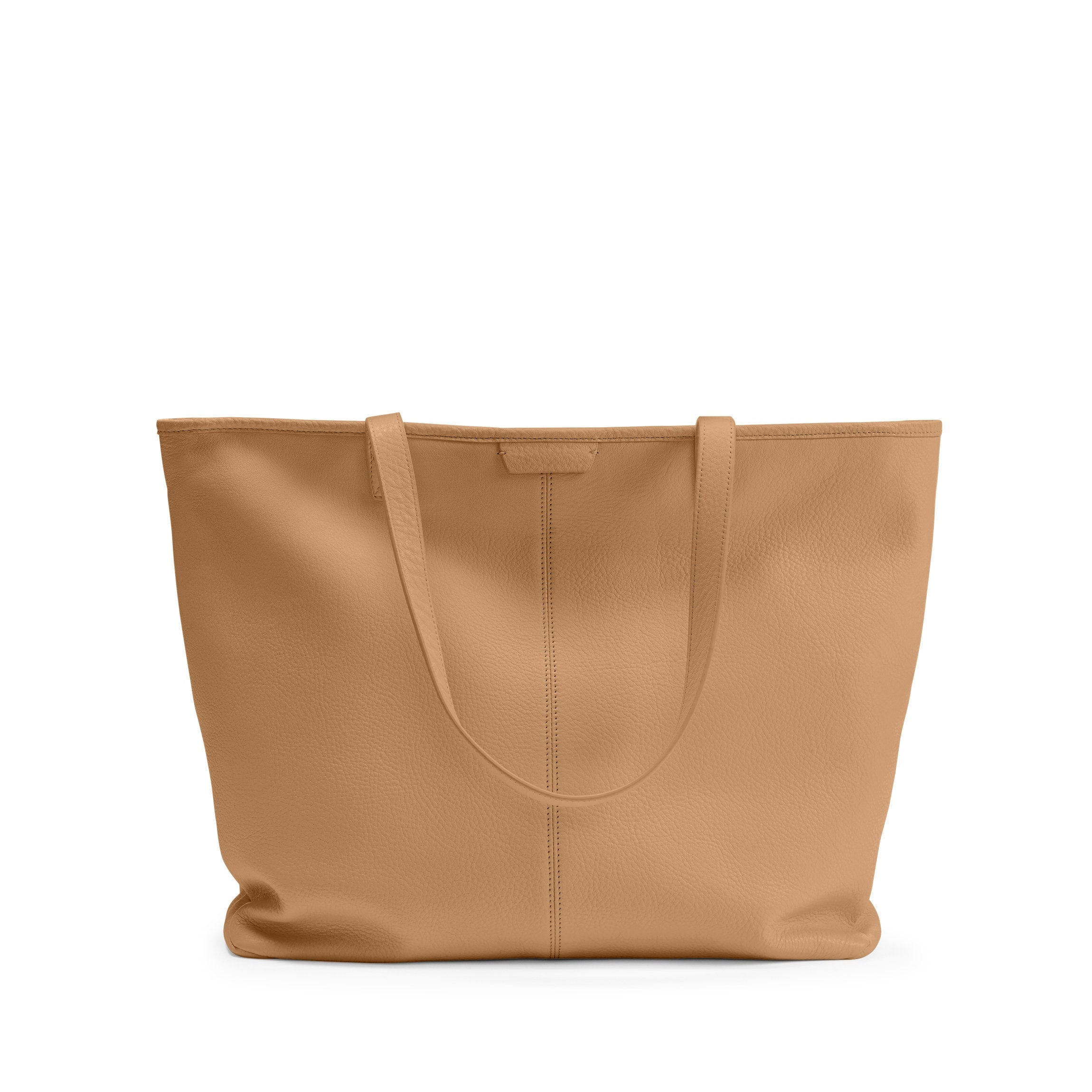 Large Zippered Downtown Tote Bag in Camel Color - Stylish & Spacious Work Bag for Women, Perfect for Office, Commute & Travel