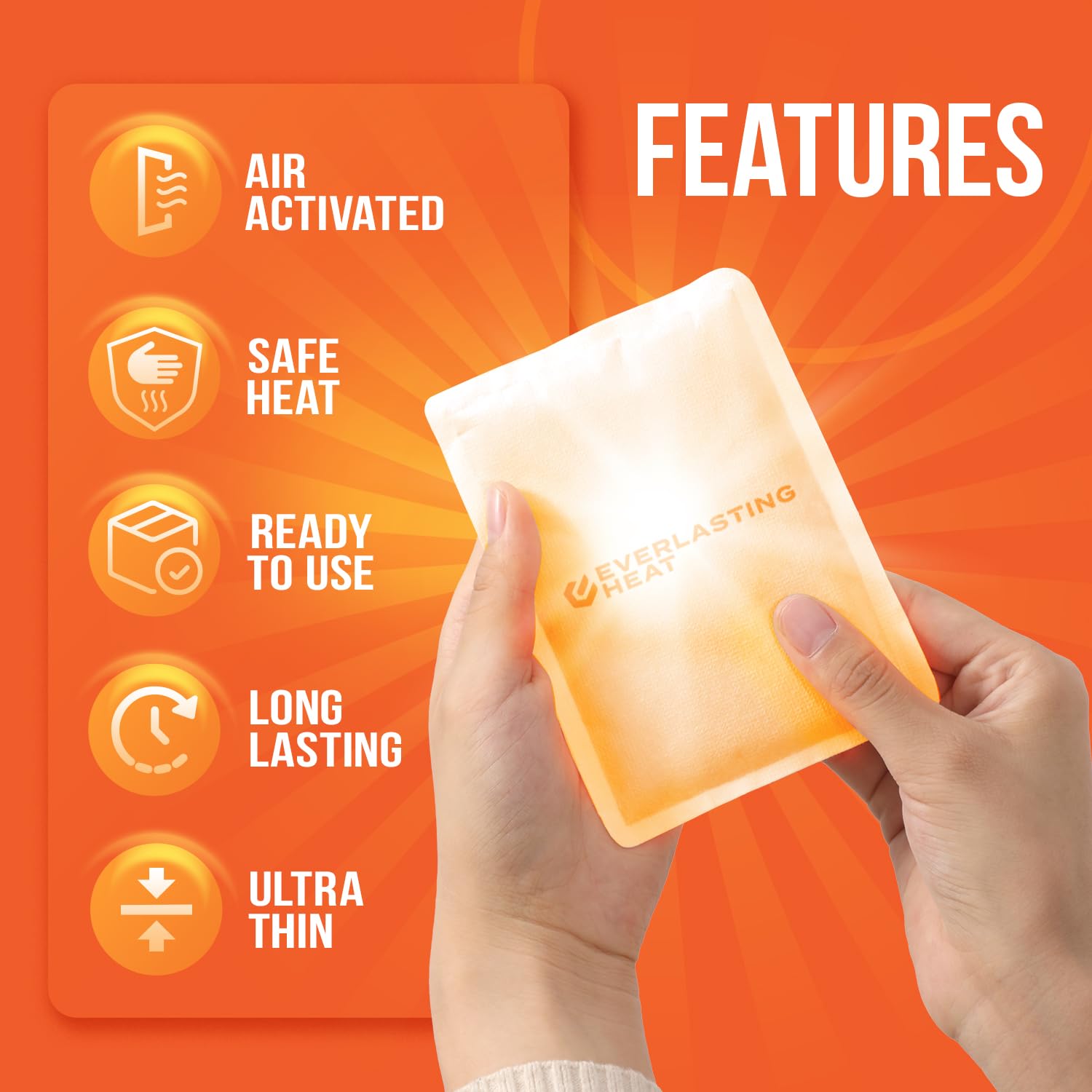 XL Hand Warmers & Body Warmers 40 Pairs - 18 Hours Long-Lasting Heat for Cold Weather - Air-Activated Warmers for Hands, Feet & Body - TSA Approved for Travel & Outdoor Activities