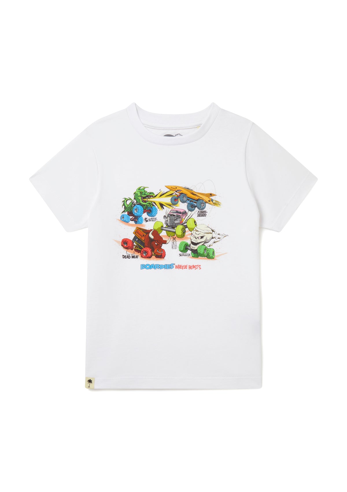 Wheelie Beasts Graphic Kids T-Shirt - Fun Dinosaur Print Cotton Tee for Boys & Girls - Perfect for Playtime, School & Everyday Wear
