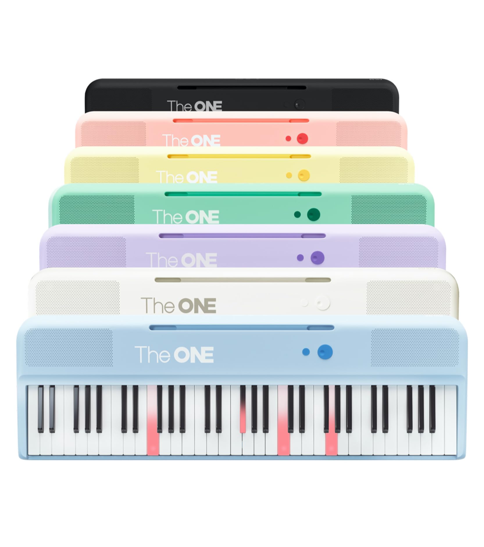 The ONE Smart Keyboard COLOR 61-Key Digital Piano with 256 Timbres, 64 Polyphony, Built-in LED Lights & Speakers - Free Music Learning Apps Included (Blue) | Perfect for Beginners, Home Practice & Interactive Music Lessons