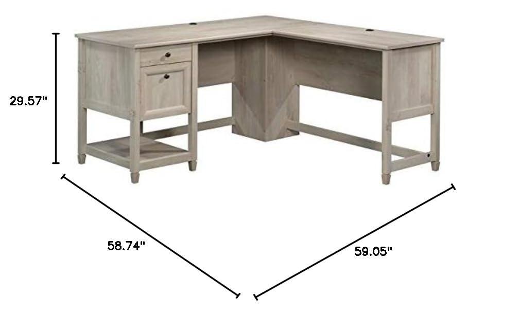 UrbanPro Engineered Wood L-Shaped Desk in Chalked Chestnut - Modern Home Office Furniture for Small Spaces, Study & Workstation Setup