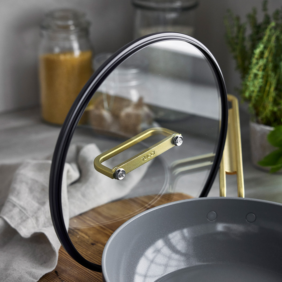 Stanley Tucci™ Ceramic Nonstick 4.5 Quart Stanley Pan Jr. | Calabrian Fig Design | PFOA-Free Cookware for Healthy Cooking | Perfect for Sauteing, Frying & Serving Pasta | Induction Compatible