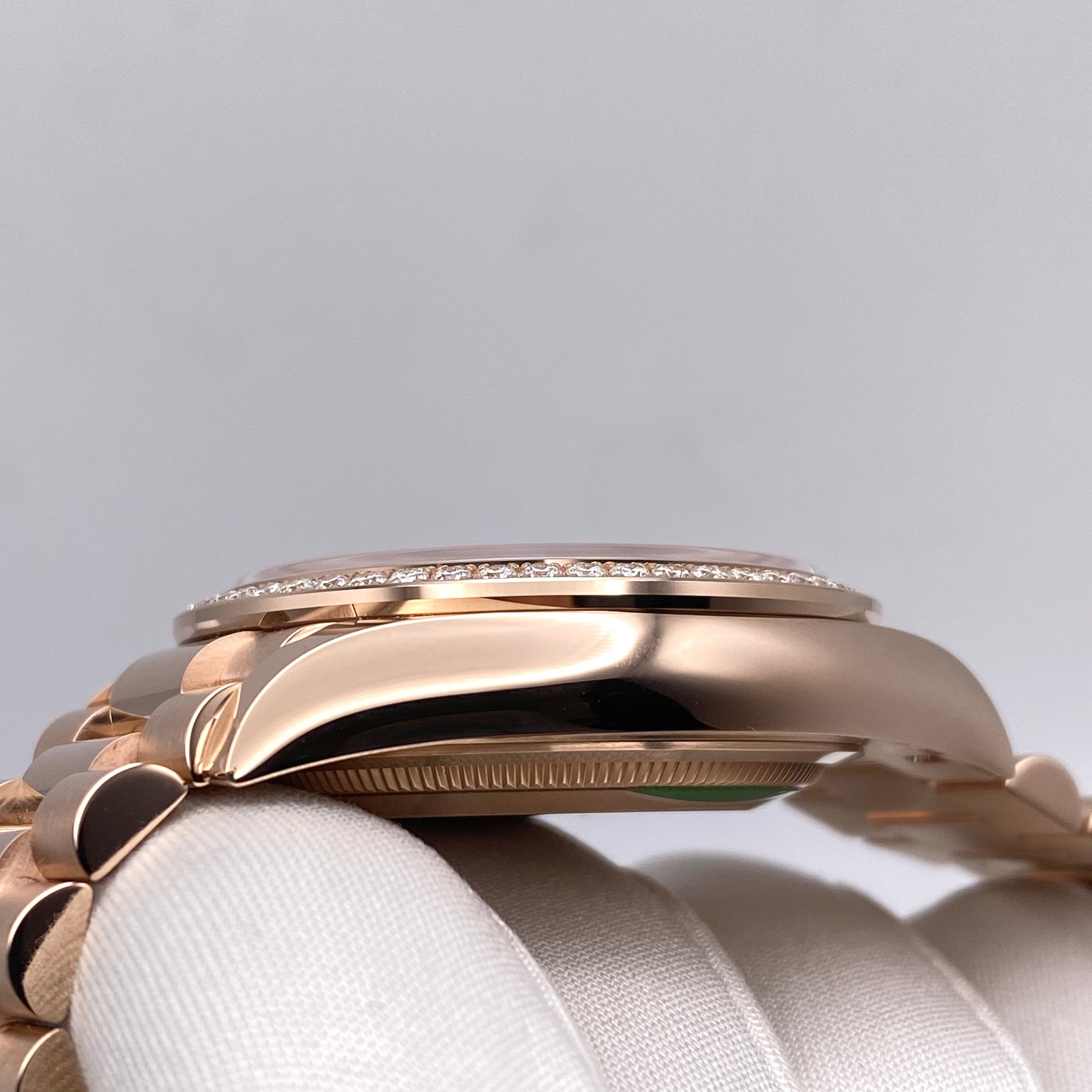 Rolex Day Date 36 128345RBR 18K Rose Gold Watch with Diamond Dial & Eisenkiesel Stone - Luxury Men's Watch for Business, Gala & Special Occasions