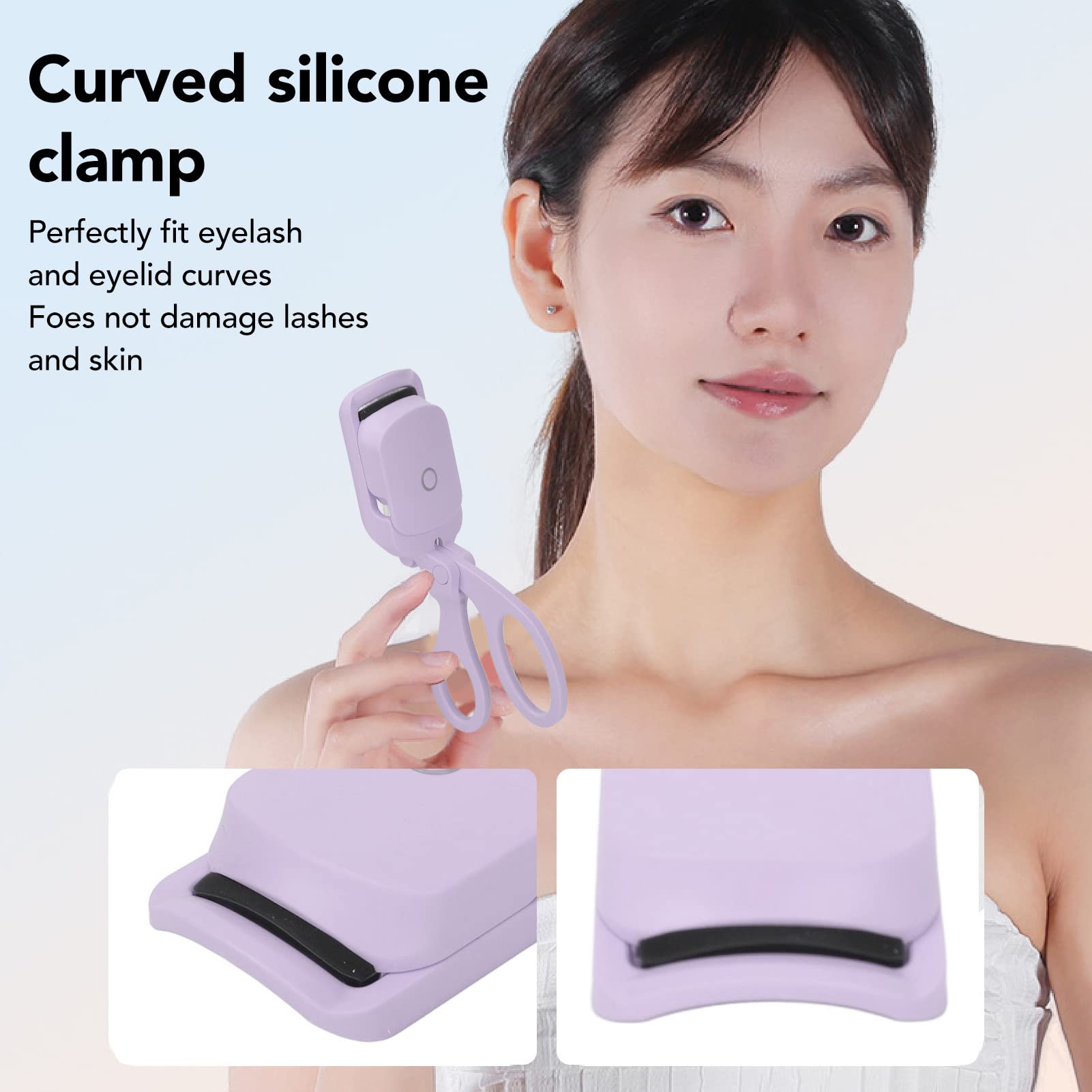 USB Heated Eyelash Curler - Portable Electric Lash Curling Tool with Smart Temperature Control & Fast Charging | Perfect for Home, Travel & Daily Makeup Routine (Purple)