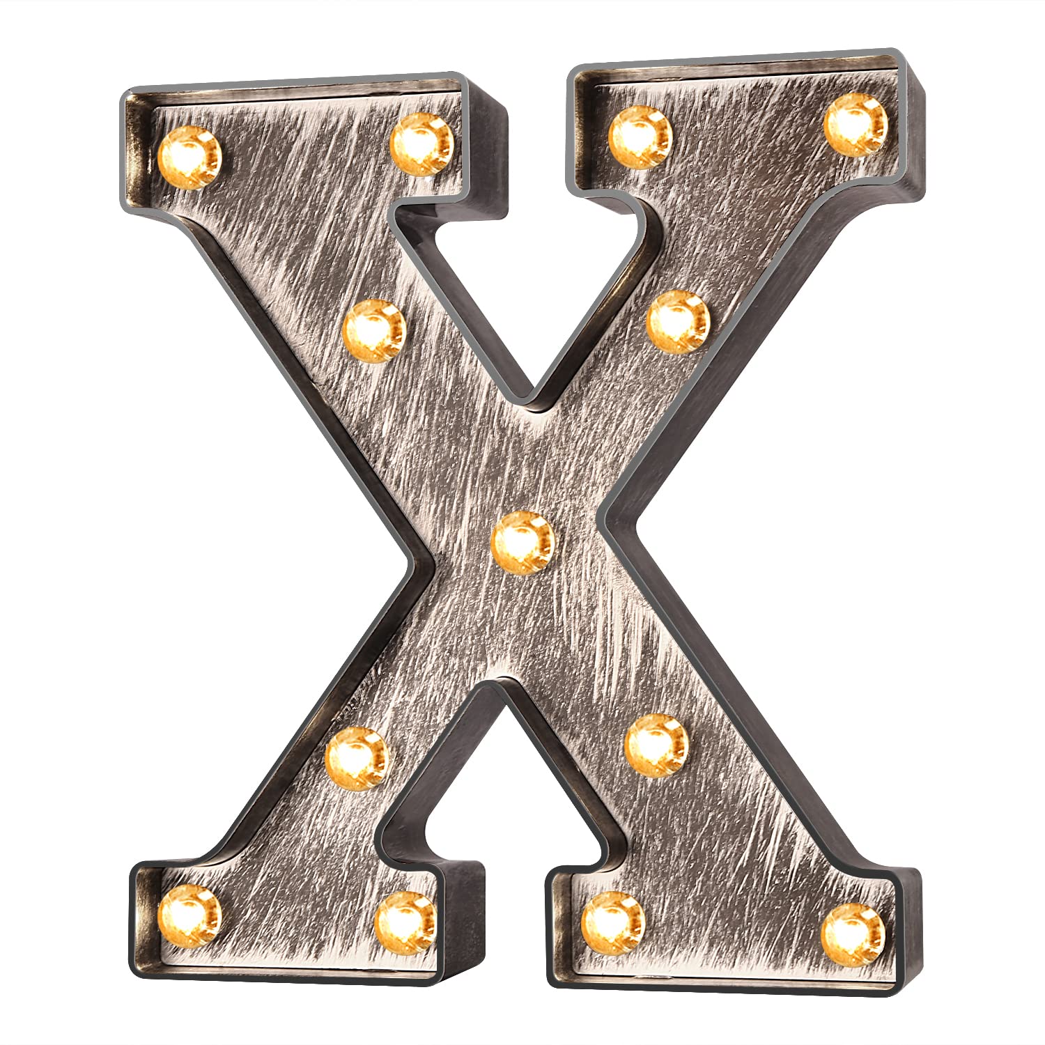 Brushed Silver Gray LED Letter Lights - Battery Powered Light Up Sign for Wedding, Birthday Party, Christmas Decor - Perfect for Home Bar, Night Light, and Holiday Decorations