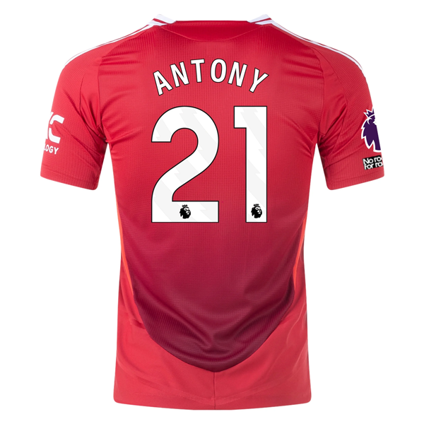 Adidas Manchester United Authentic Antony Home Jersey 2024/25 - EPL & No Room For Racism Patches (MUFC Red/Bright Red) | Official Football Shirt for Games & Fan Support