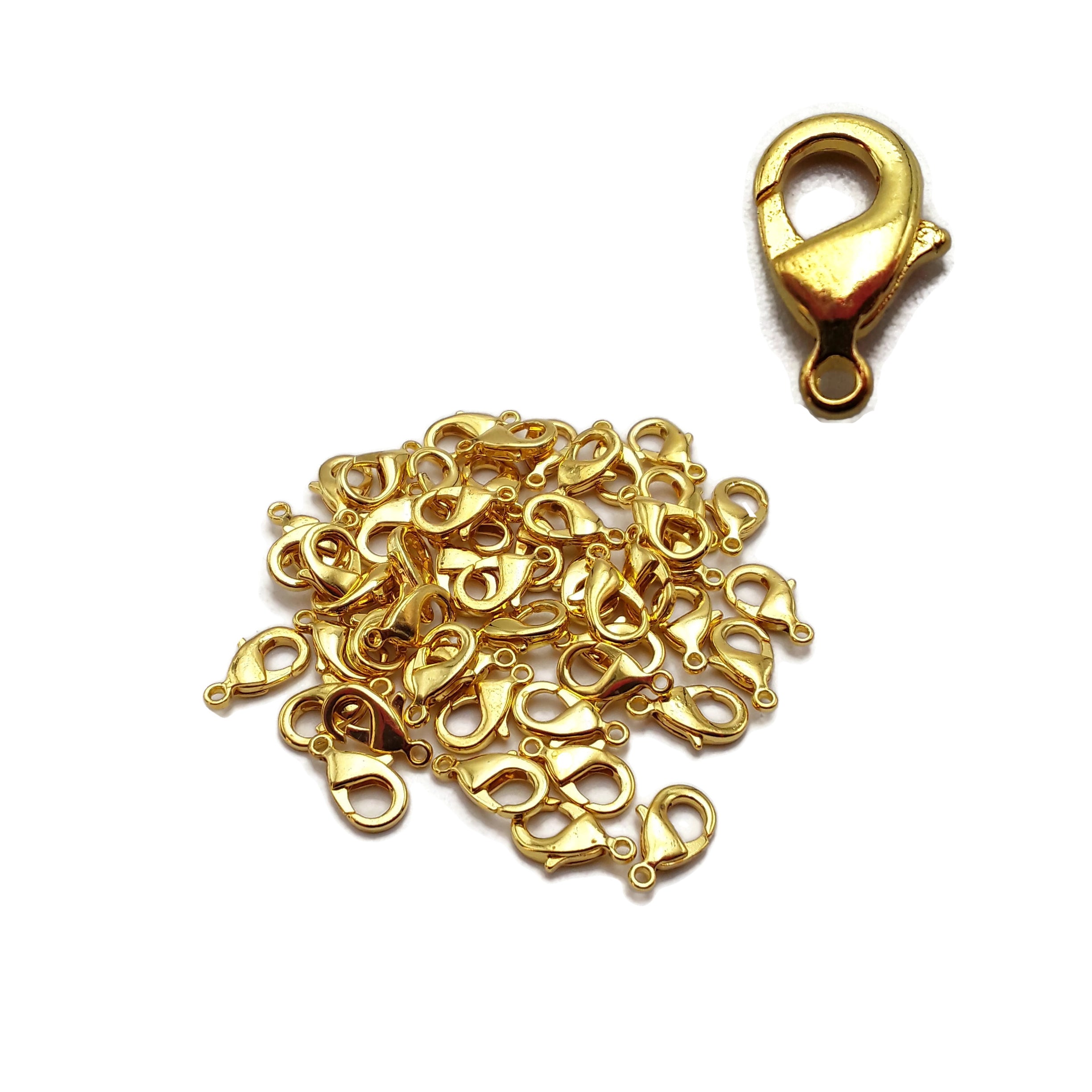 50pcs Gold Plated Lobster Claw Clasps 8x14mm Jewelry Findings - Bulk Wholesale for Necklace, Bracelet & DIY Craft Making