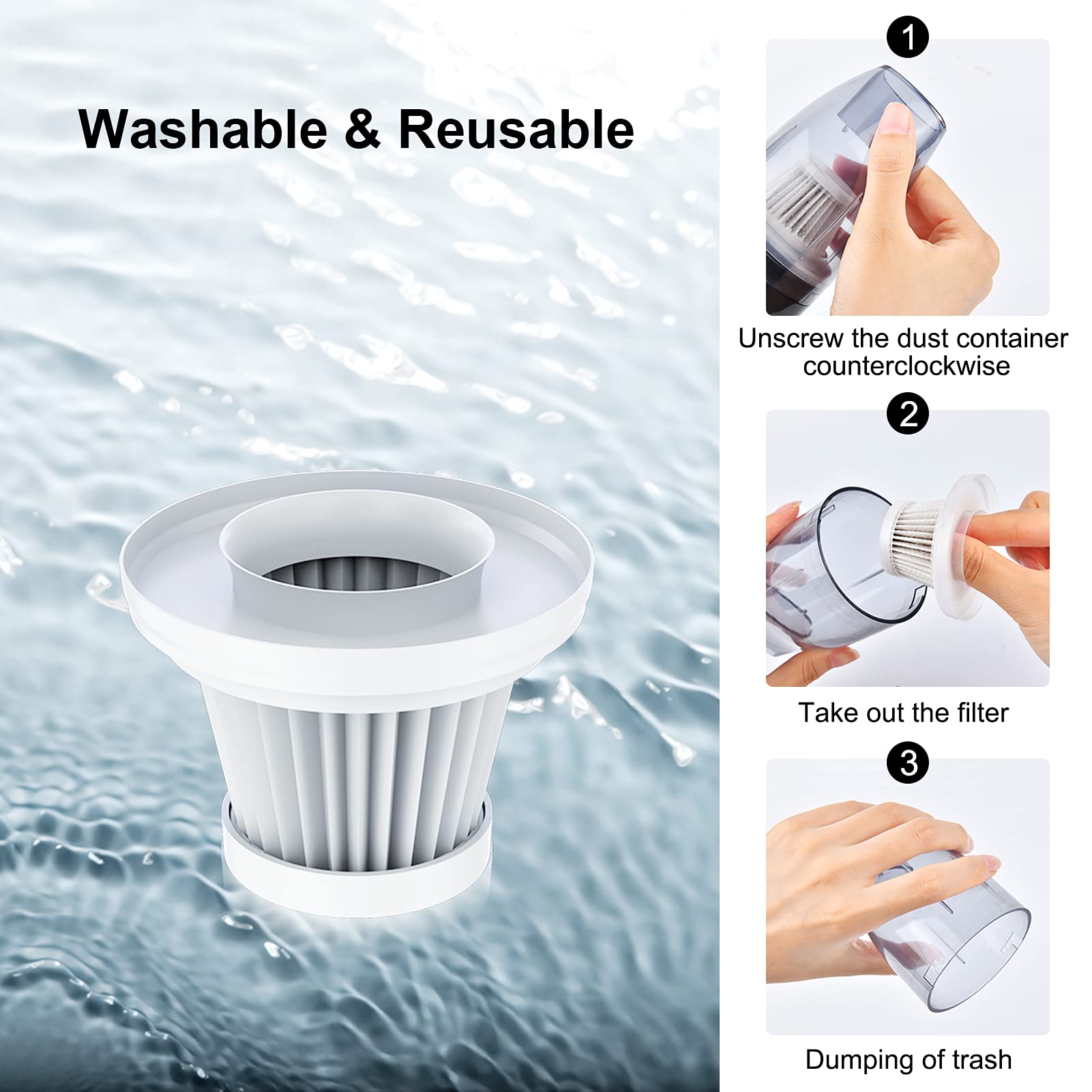 Cordless Handheld Vacuum Cleaner - Rechargeable Mini Vacuum for Car, Home, Office & Pet Hair | Portable Travel Cleaning Device (Black) | Perfect for Car Detailing, Quick Spills & Pet Hair Removal