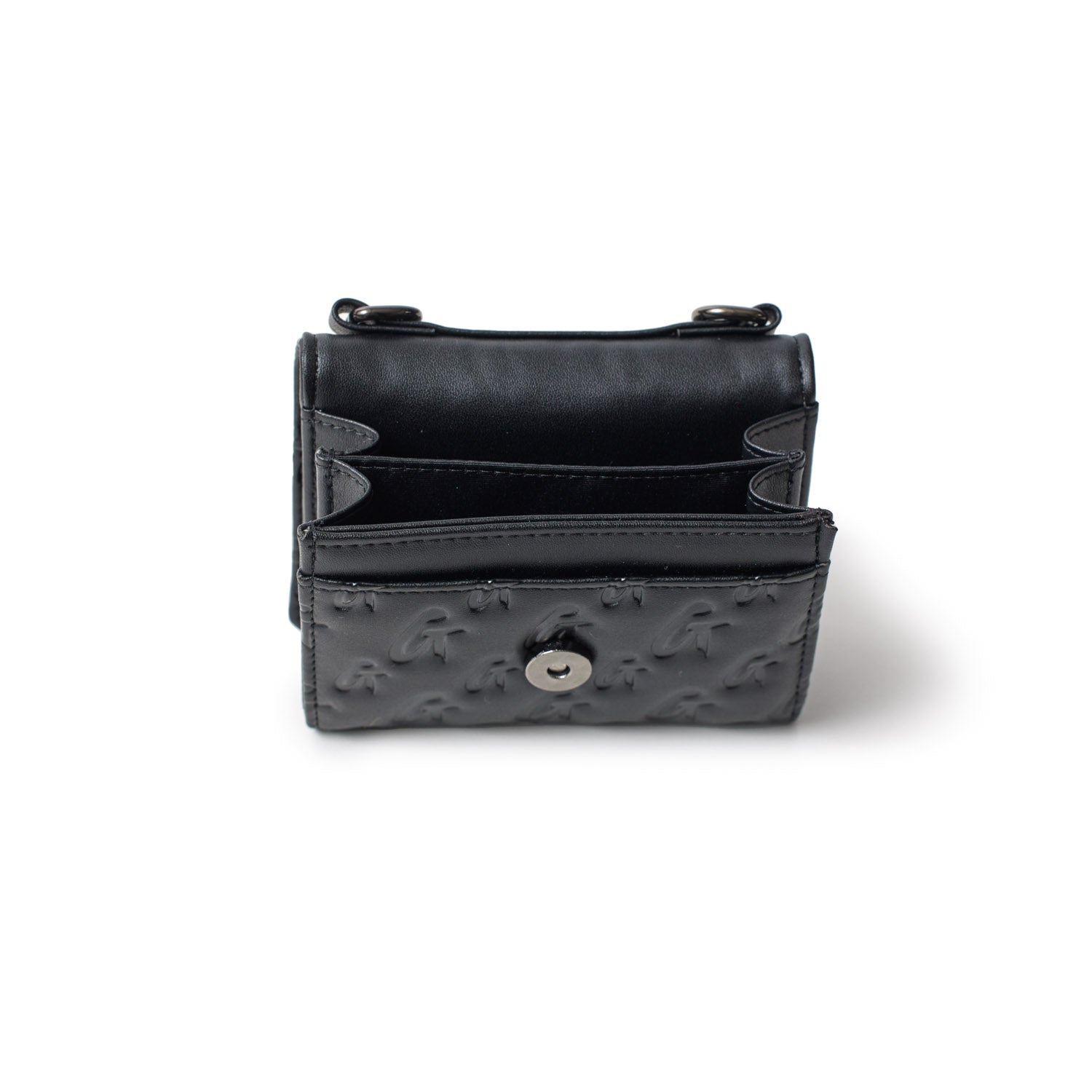 MONOGRAM GUNMETAL Compact Wallet on Chain WOC Crossbody Bag - Black Leather Luxury Shoulder Bag for Women | Perfect for Evening Parties, Date Night & Daily Use