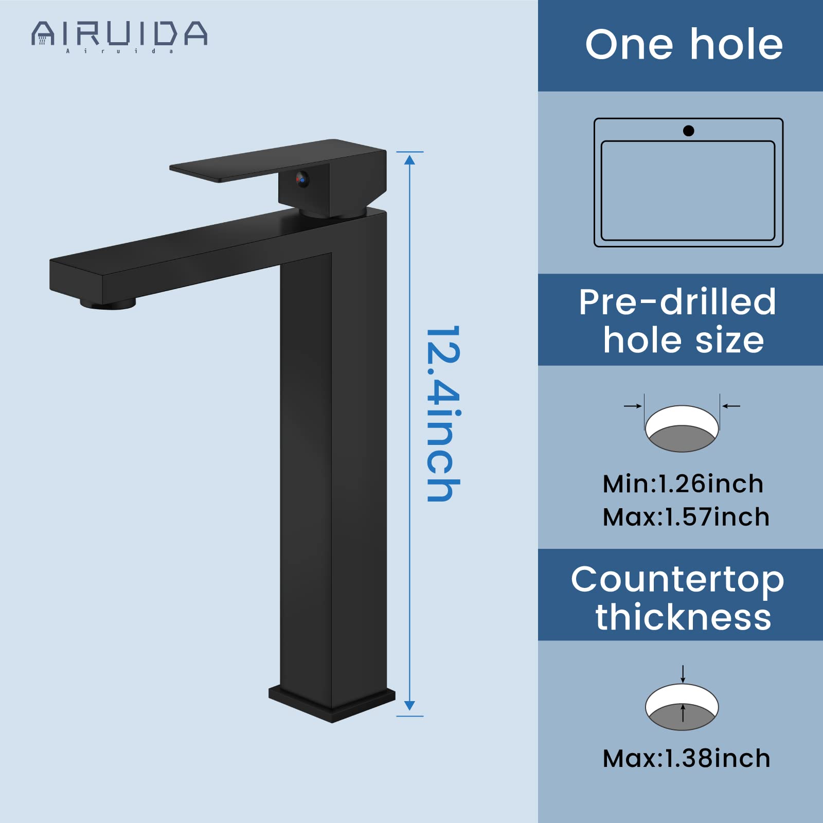 Brushed Nickel Tall Single Handle Bathroom Faucet - Modern One Hole Deck Mount Sink Faucet with Pop-Up Drain & Water Supply Hoses - Perfect for Bathroom Vanity, Powder Room & Guest Bath Upgrades