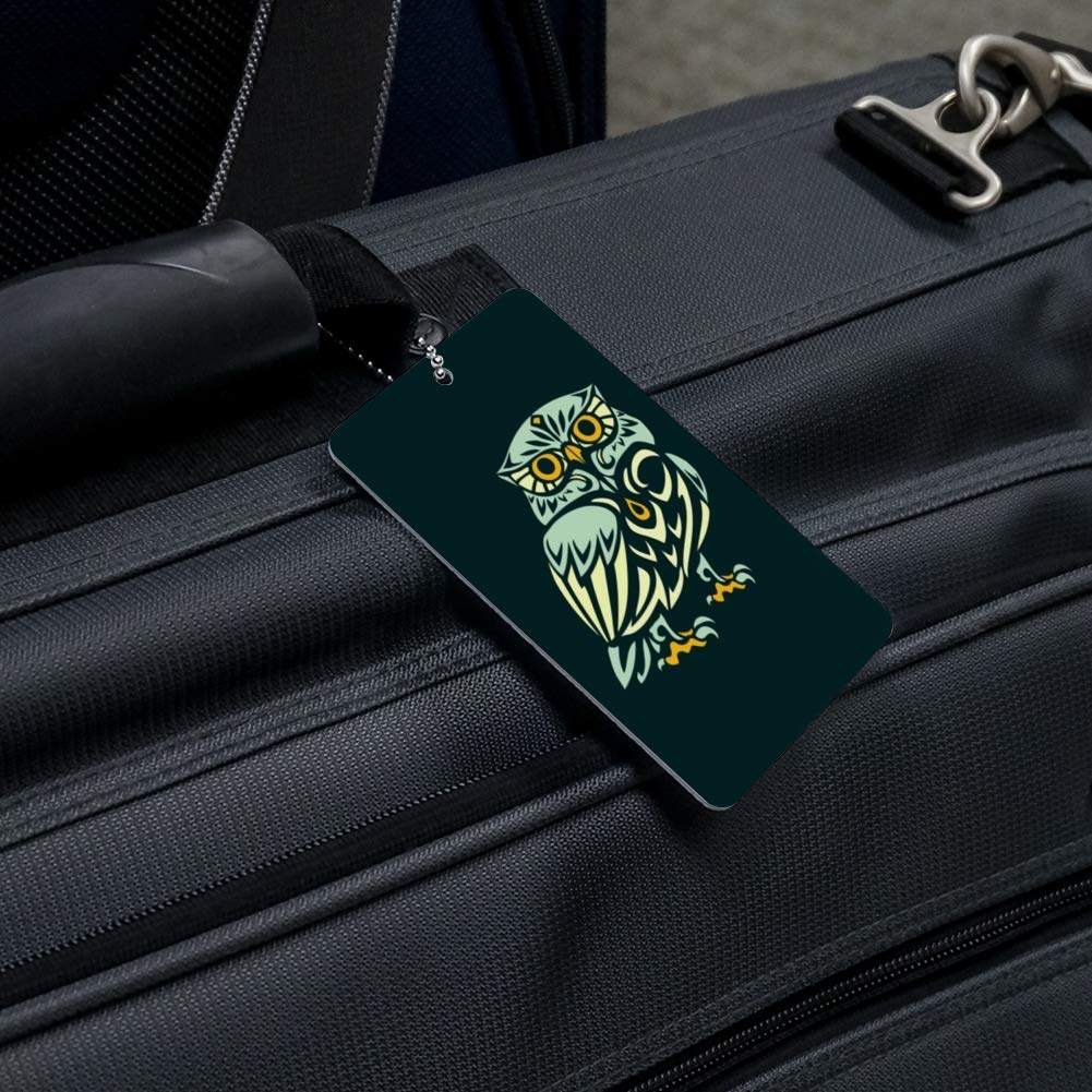 Wise White Tribal Owl Luggage Tag - Durable Suitcase ID Tag for Carry-On Bags - Perfect for Travel, Business Trips & Vacation Identification