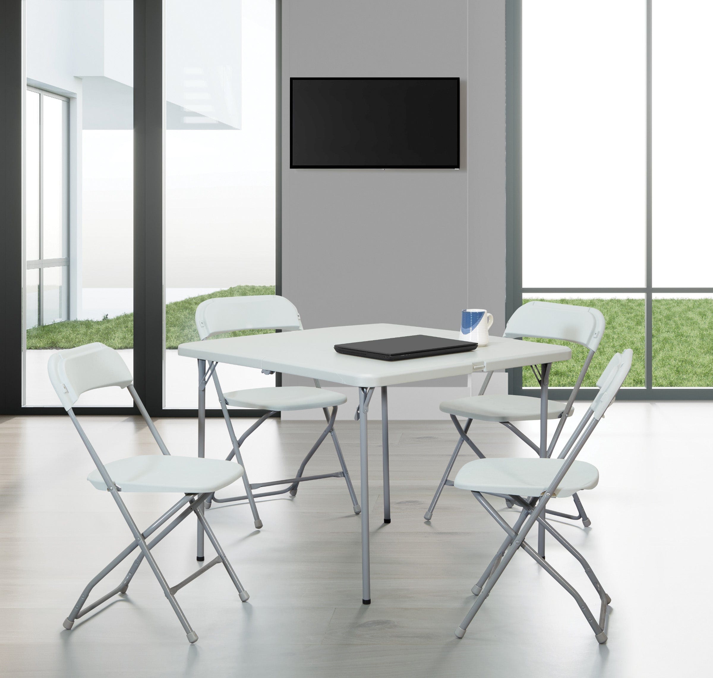 Office Star Work Smart™ 5-Piece Folding Chair and Table Set [PCT 05] - Perfect for Home Office, Classroom, and Event Seating