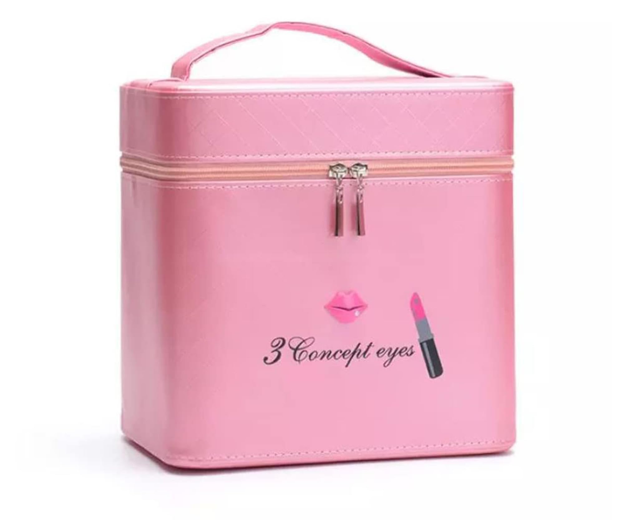 SIBY PU Leather 18cm Makeup Organizer for Women | Travel Cosmetic Storage Case | Vanity Box for Bride & Beauty Essentials | Pink Makeup Organizer for Home, Travel & Bridal Use
